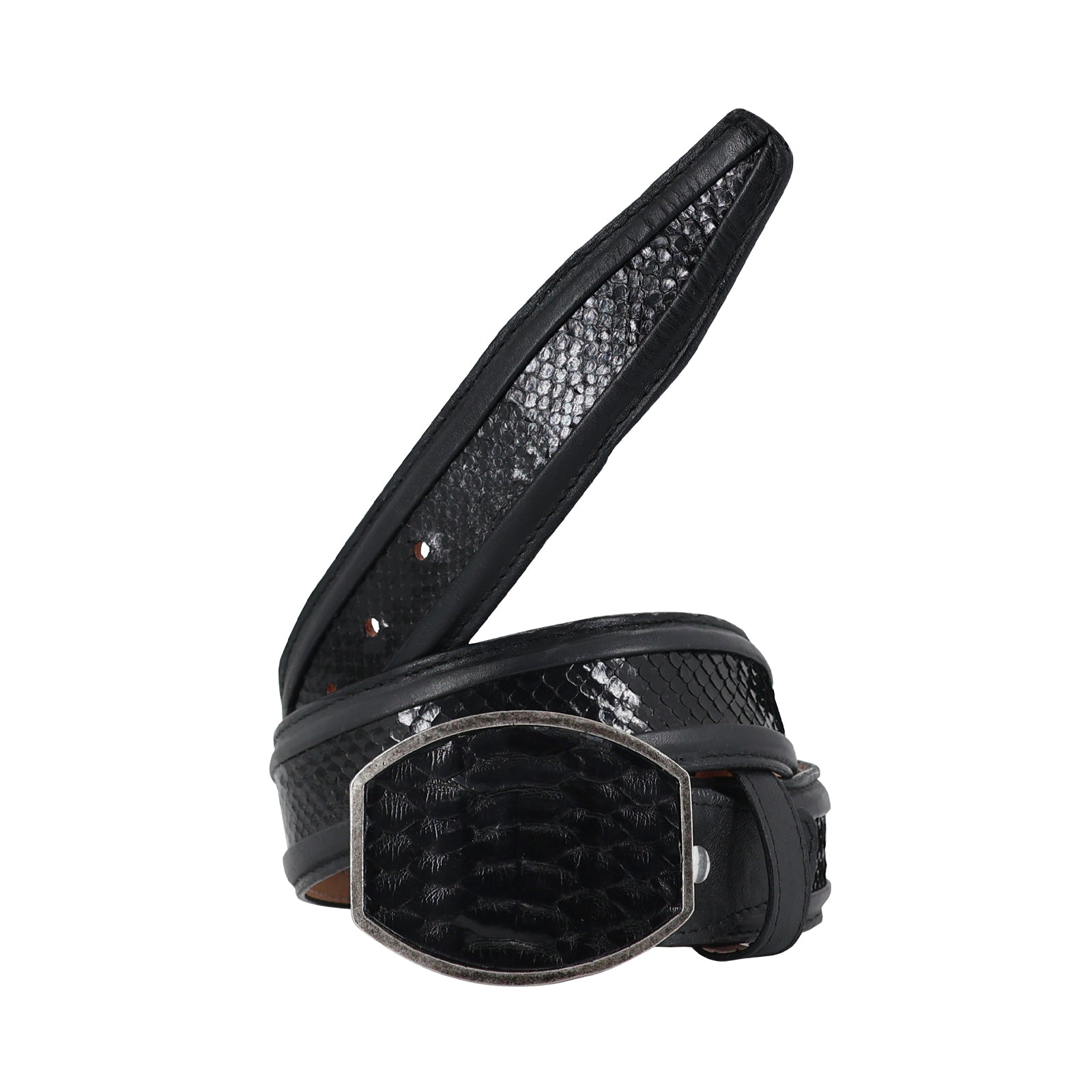 Cinturon Hebilla Cua Para Hombre En Piel De Piton