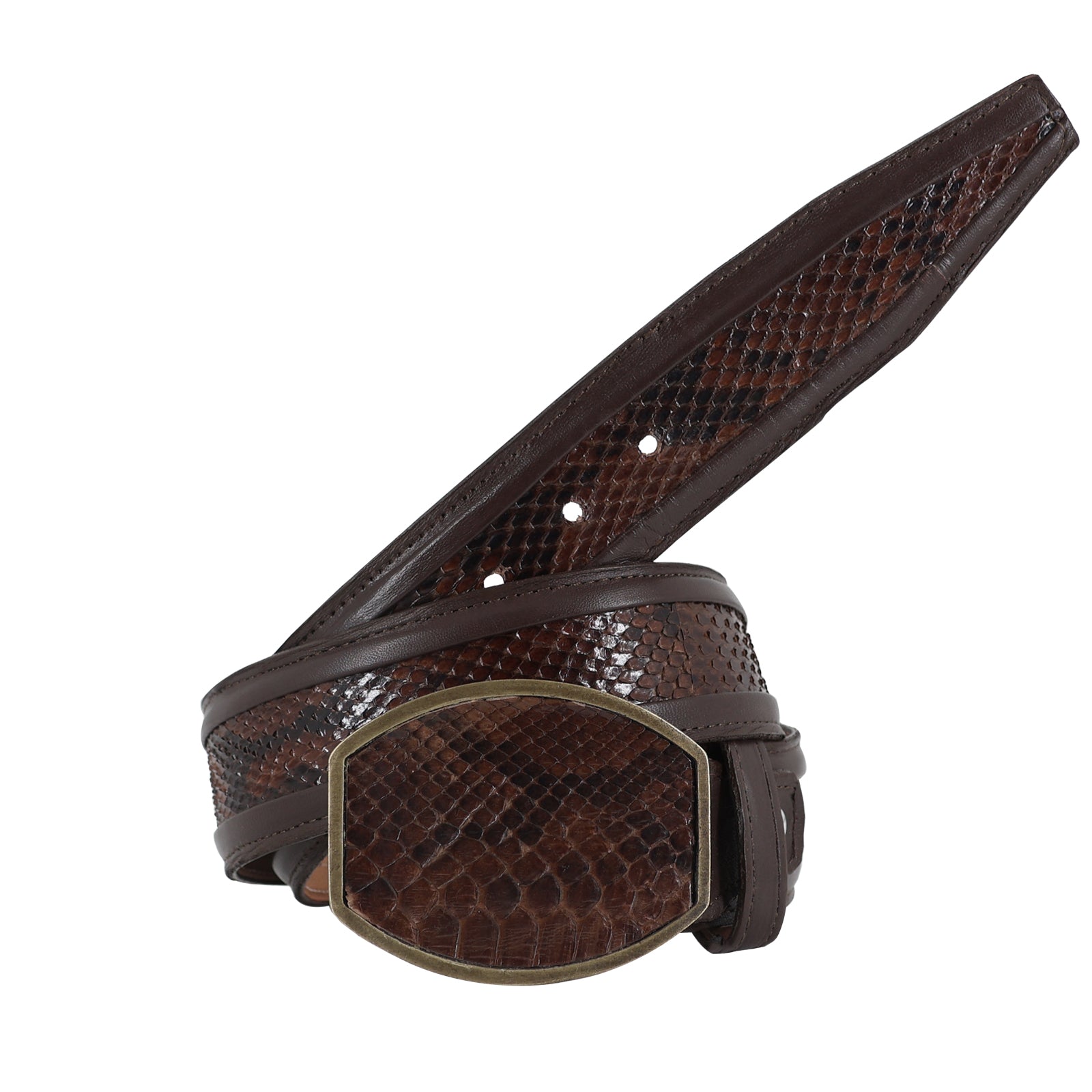 Cinturon Hebilla Cua Para Hombre En Piel De Piton