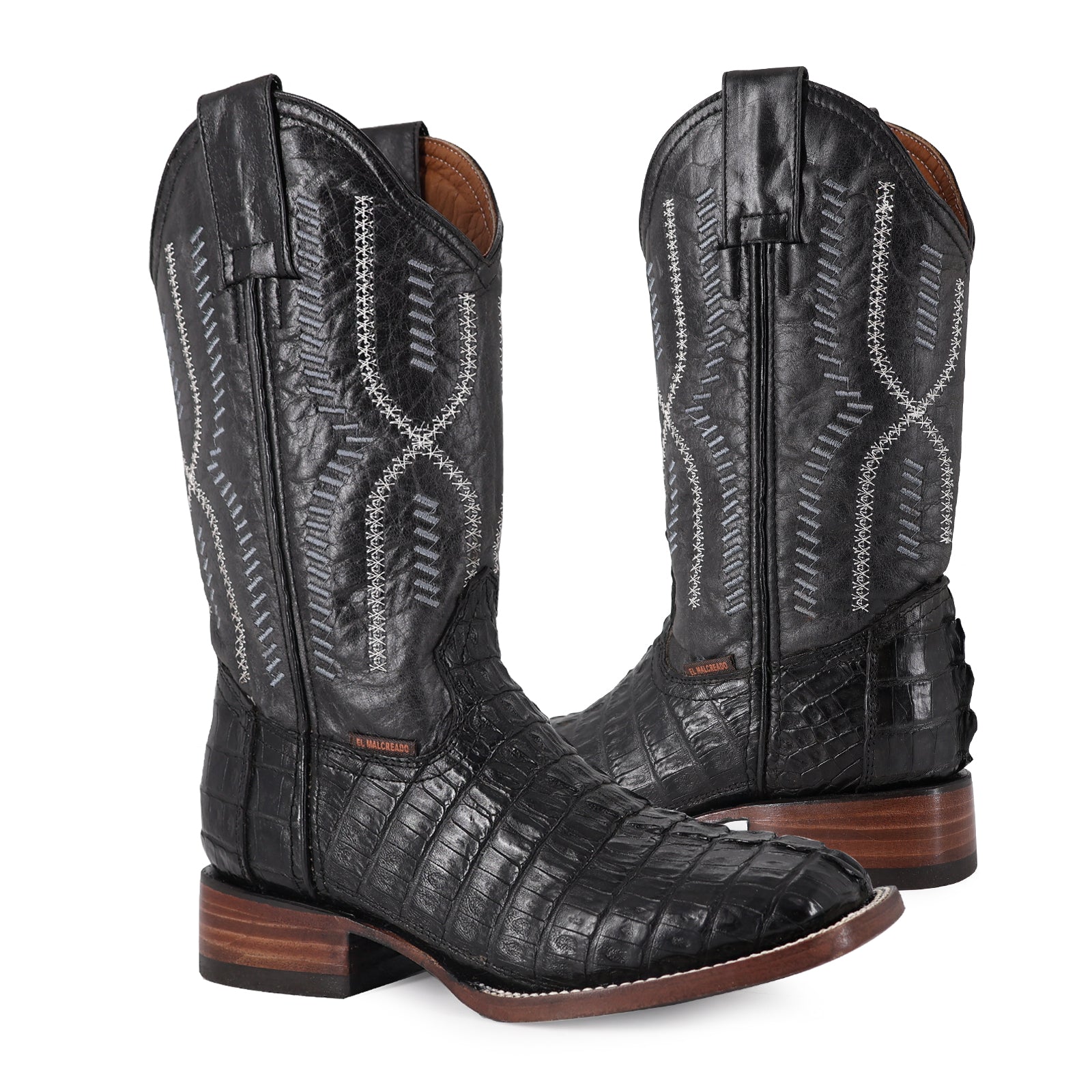 Bota Vaquera Bulldog Cocodrilo Cola Negro