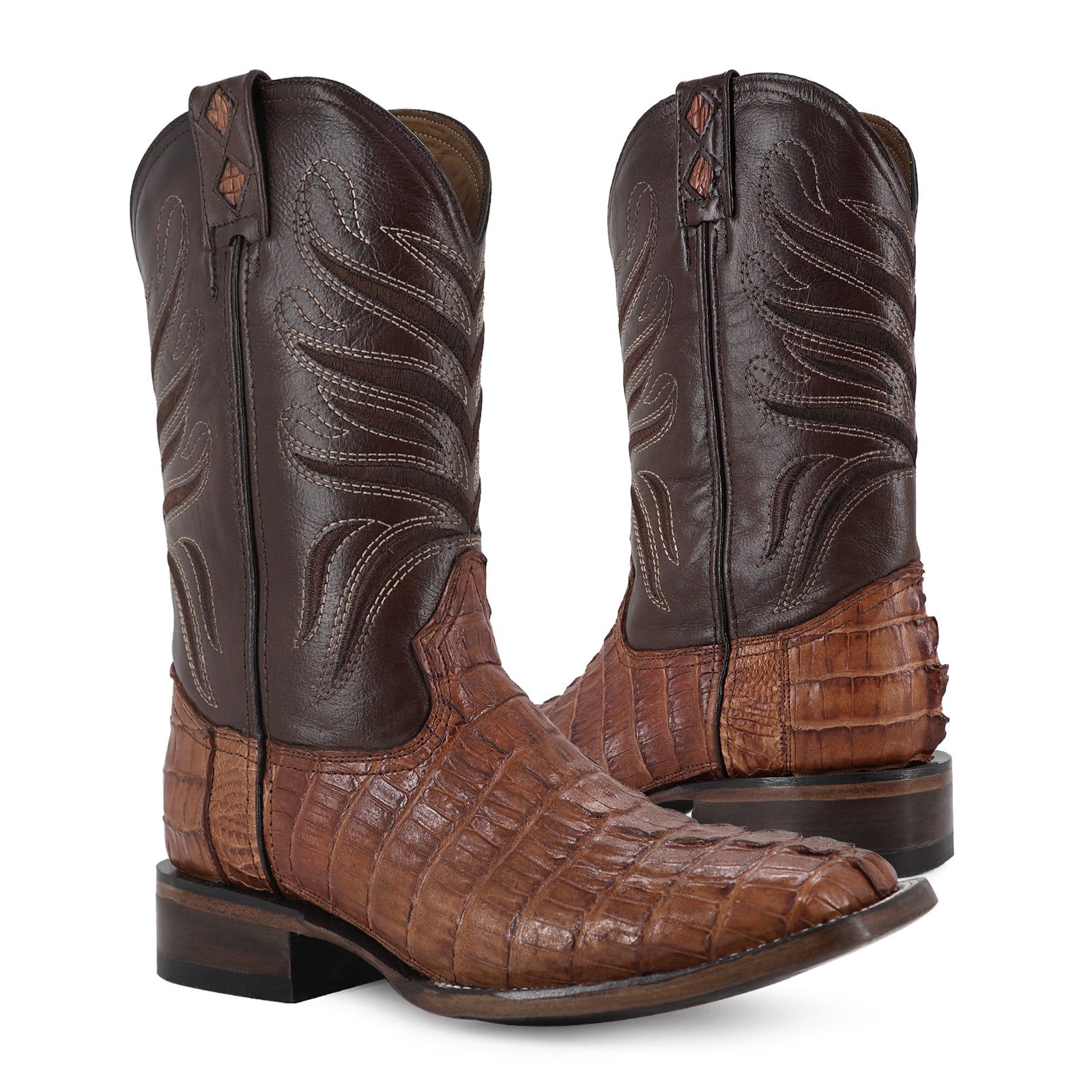 Bota Vaquera Bulldog Cocodrilo Cola Coñac