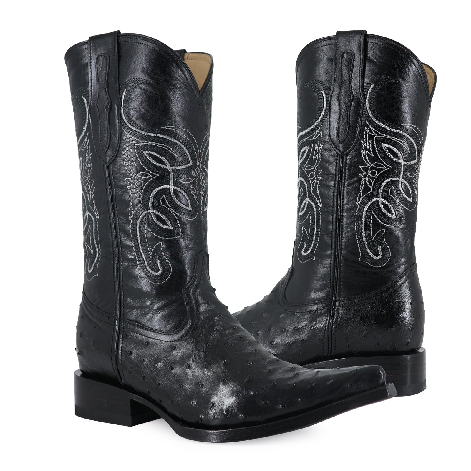 Bota Vaquera Chihuahua Avestruz Negro