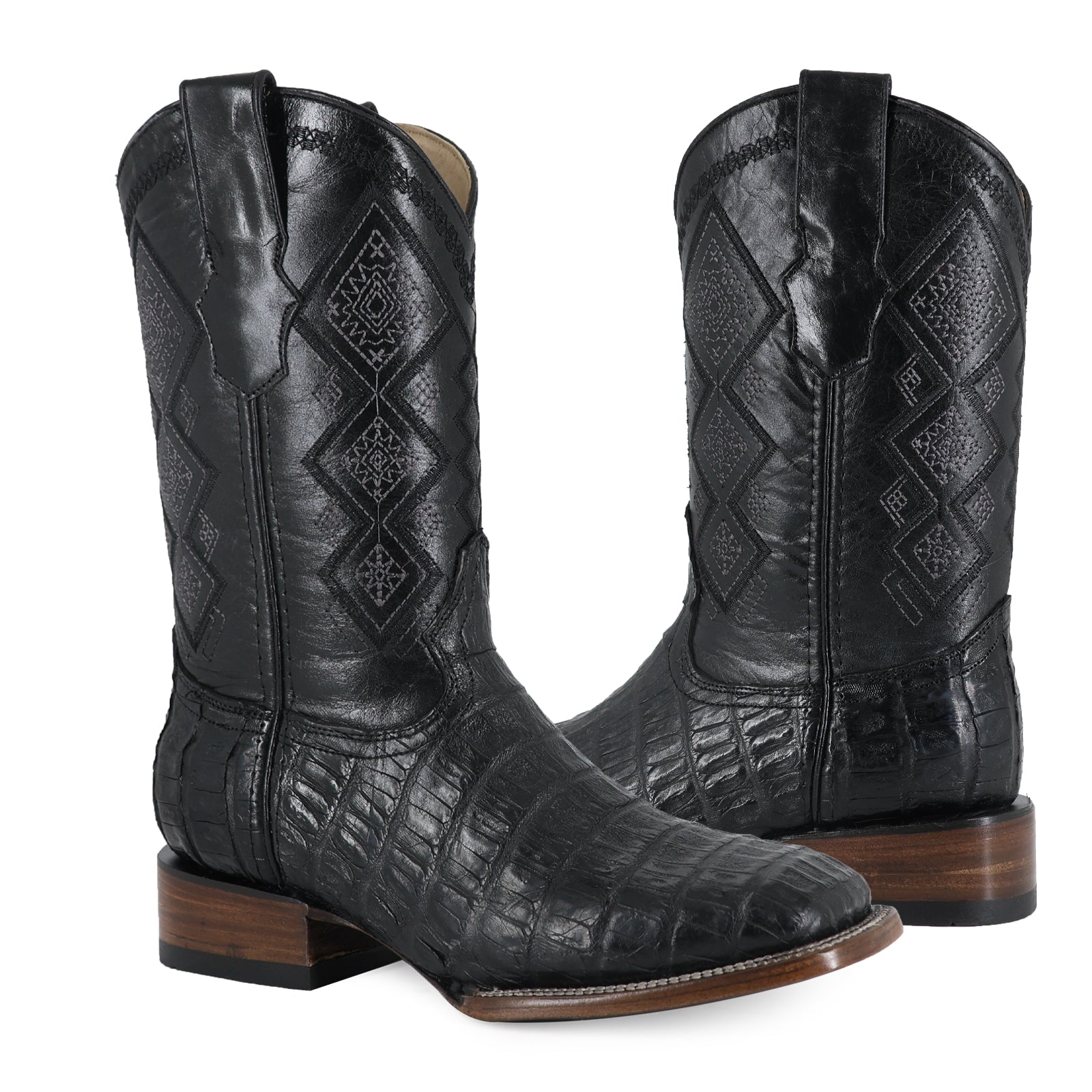 Bota Vaquera Bulldog Cocodrilo Cola Belly Negro