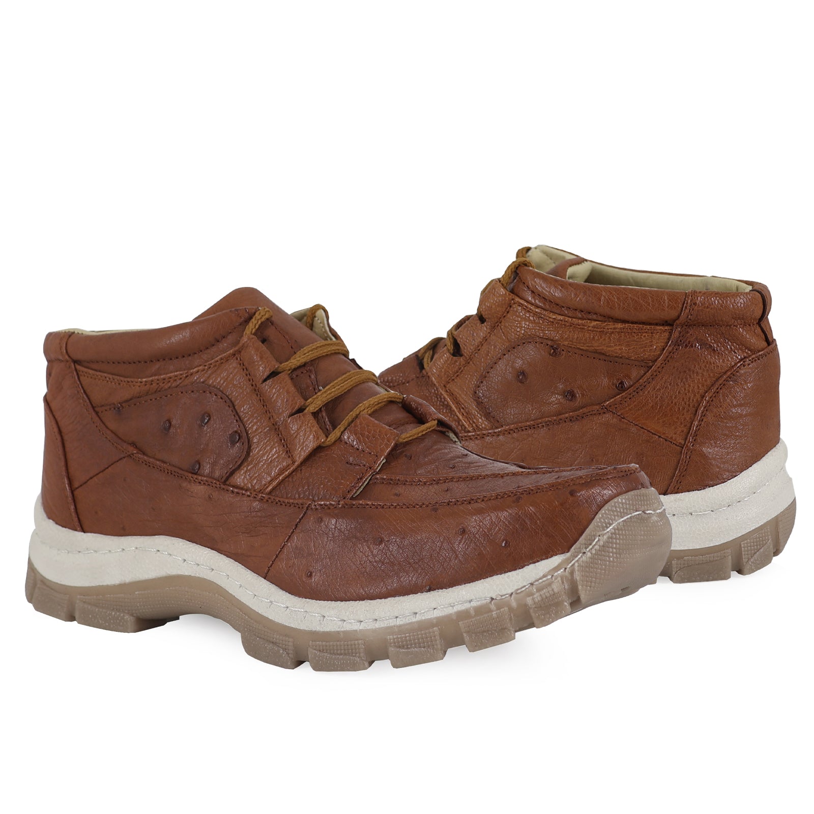 Zapato Perry Para Hombre En Piel De Avestruz Coñac