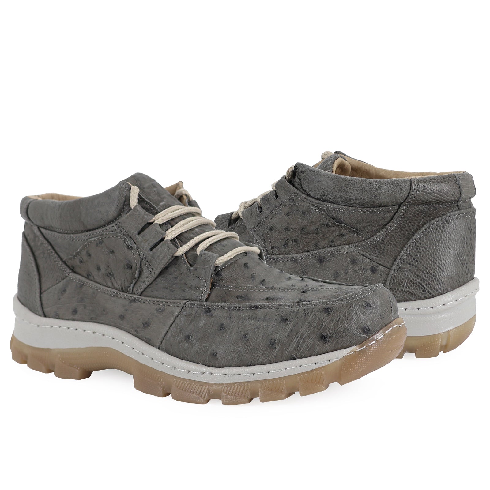 Zapato Perry Para Hombre En Piel De Avestruz Gris