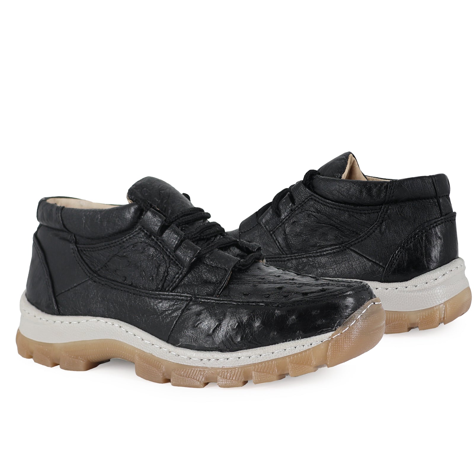 Zapato Perry Para Hombre En Piel De Avestruz Negro