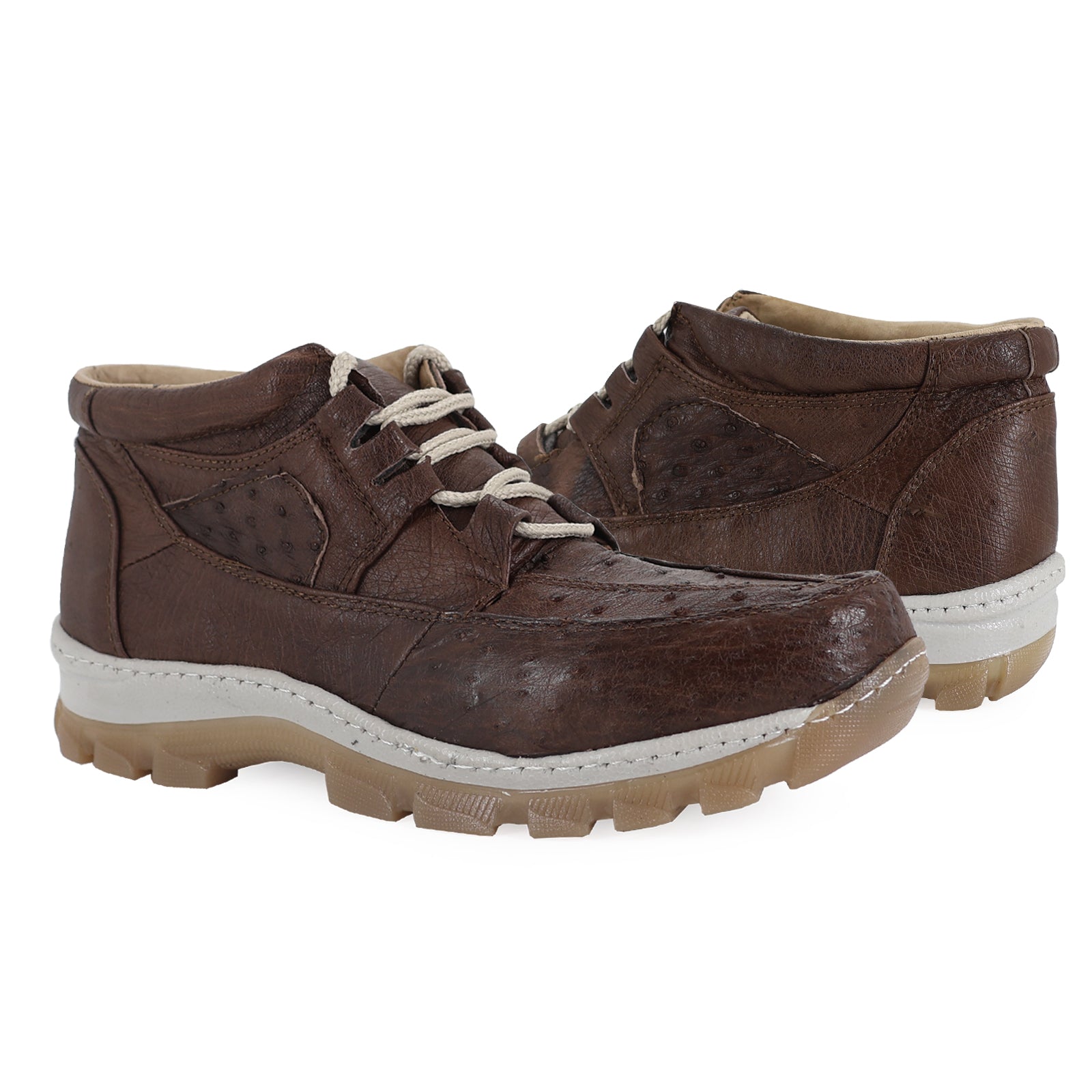 Zapato Perry Para Hombre En Piel De Avestruz Cafe