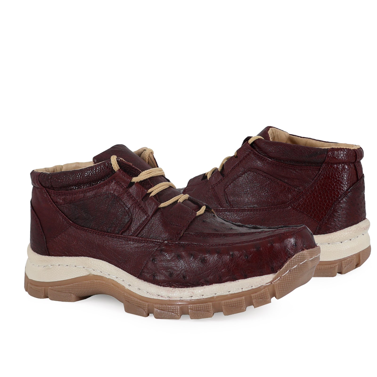 Zapato Perry Para Hombre En Piel De Avestruz Vino