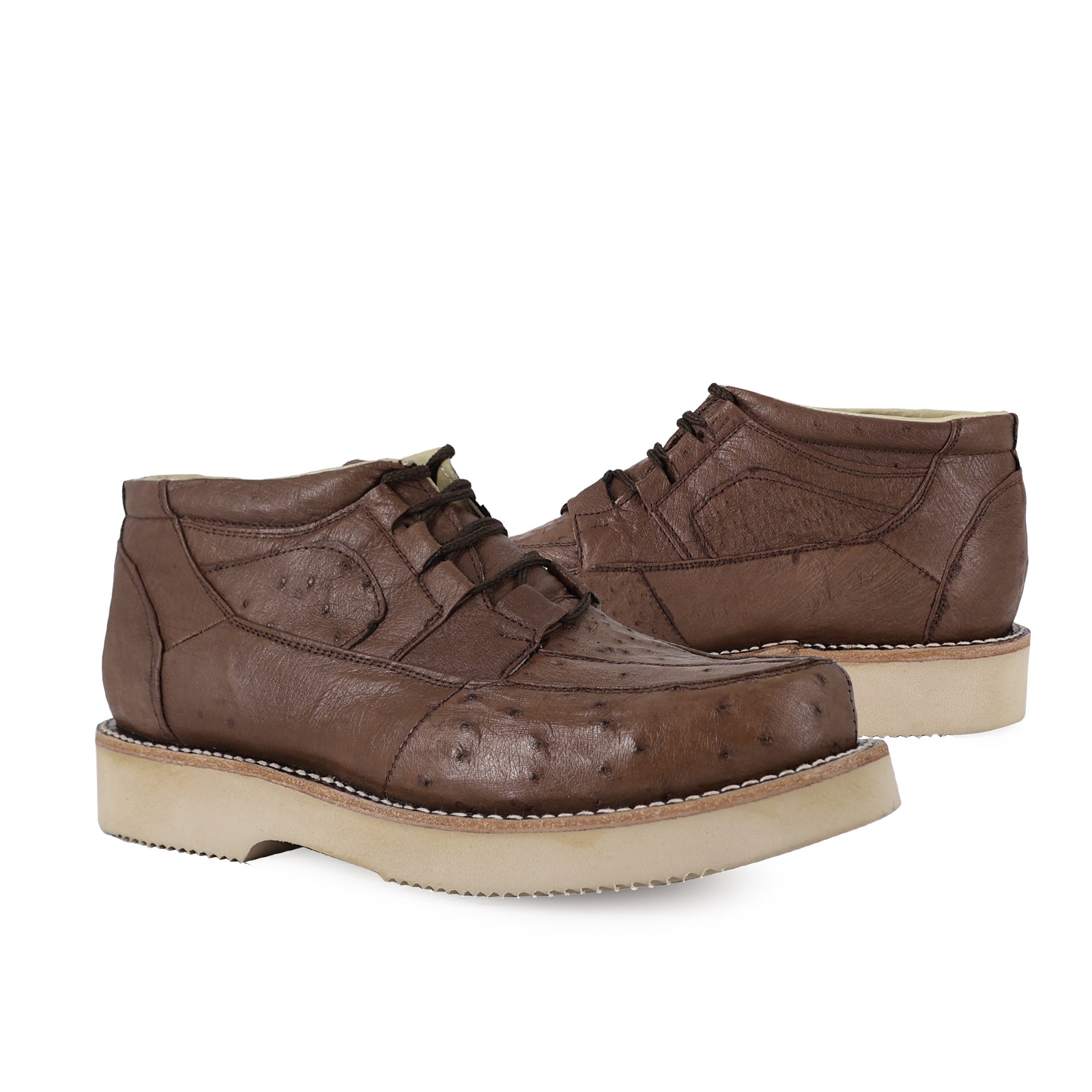 Zapato Clasico Para Hombre En Piel De Avestruz Tabaco