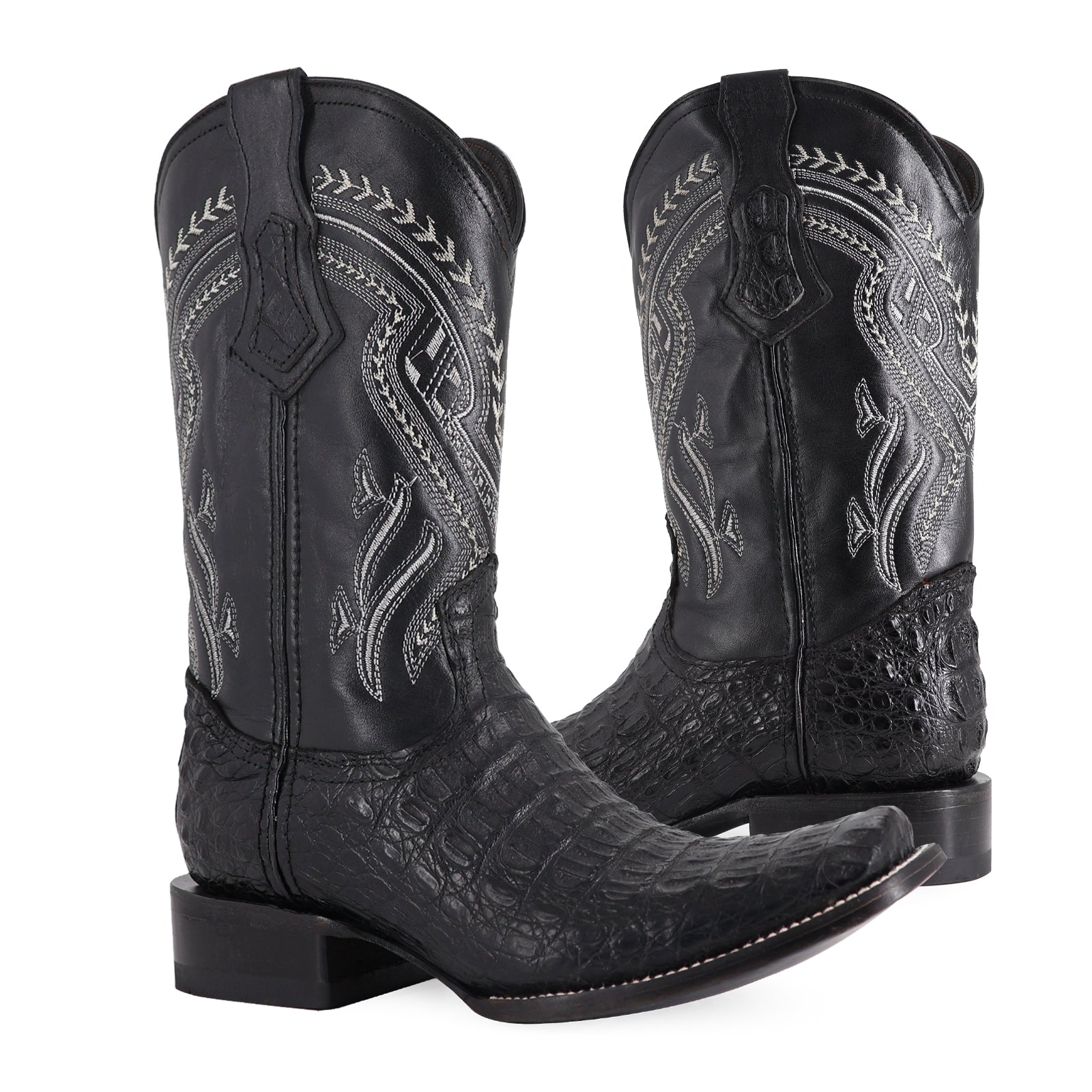 Bota Vaquera Dubai Cocodrilo Lomo Negro