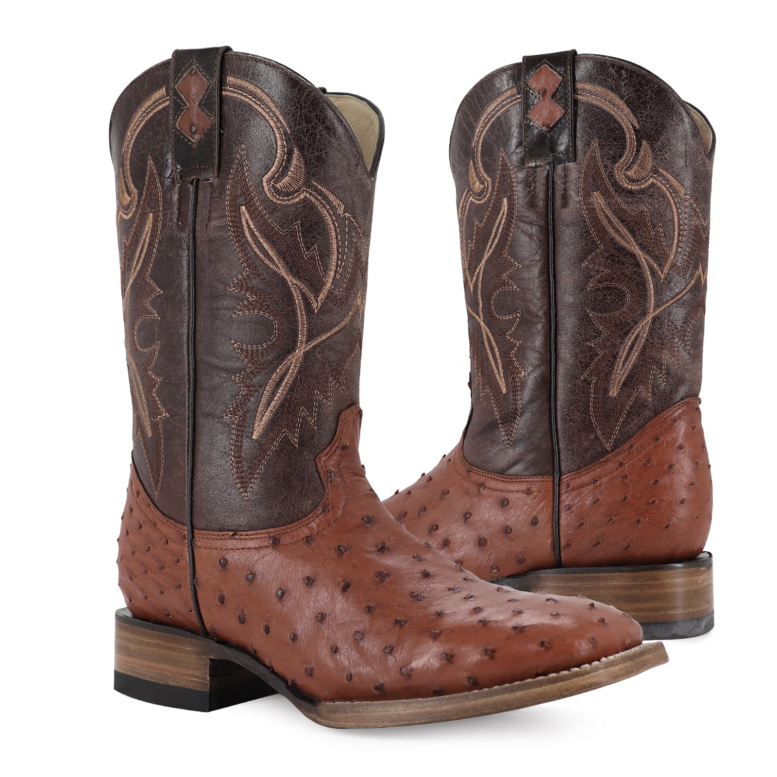 Bota Vaquera Bulldog Avestruz Rustico Brandy