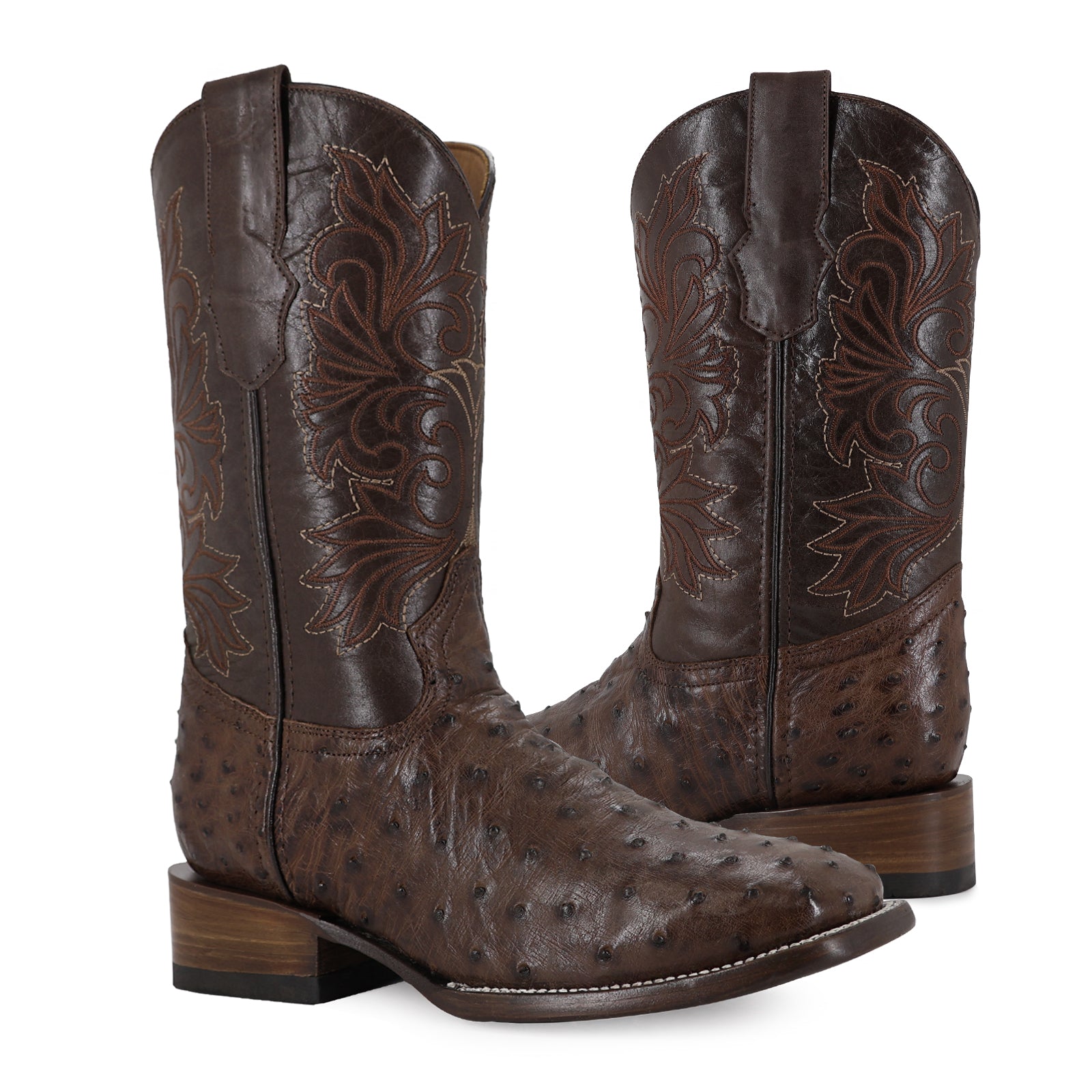 Bota Vaquera Bulldog Avestruz Rustico Cafe Bruciato