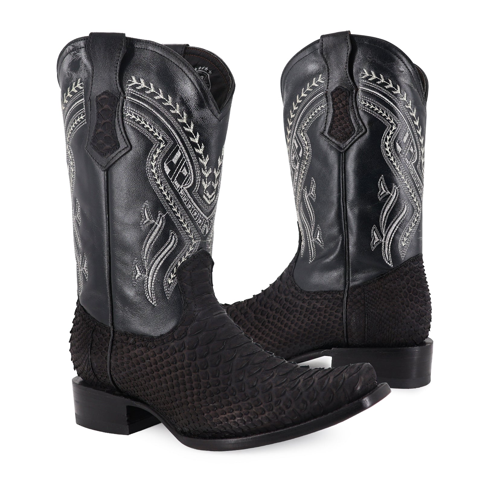 Bota Vaquera Dubái Pitón Nobuck Negro