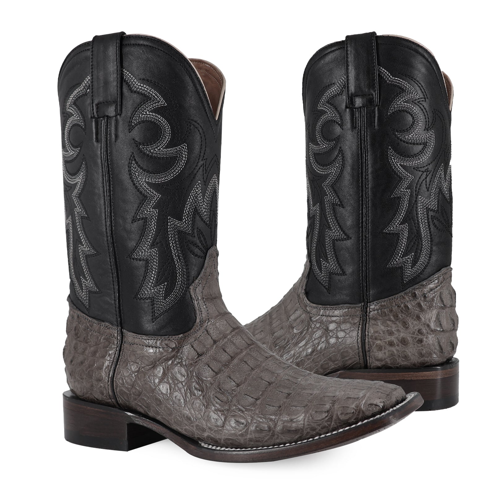 Bota Vaquera Bulldog Cocodrilo Lomo Gris