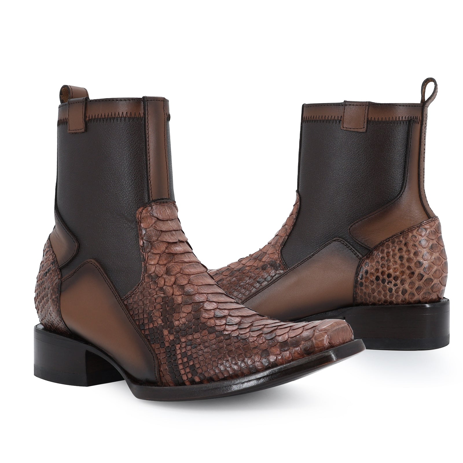 Botin Eban De Piel Piton Cafe