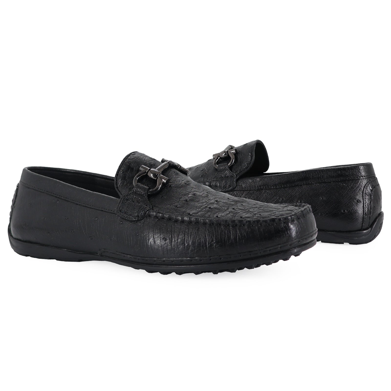 Zapato Glamour Para Hombre En Piel Avestruz Negro