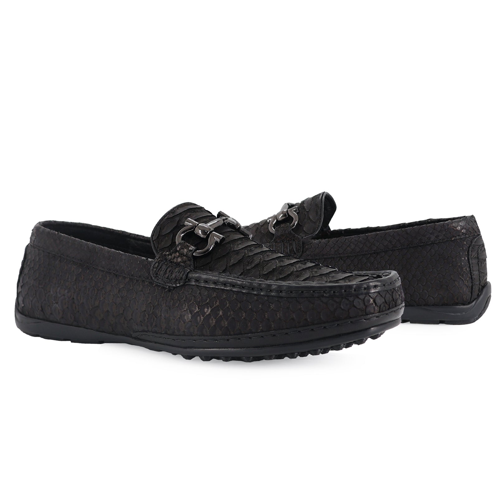 Zapato Glamour Para Hombre En Piel Pitón Negro