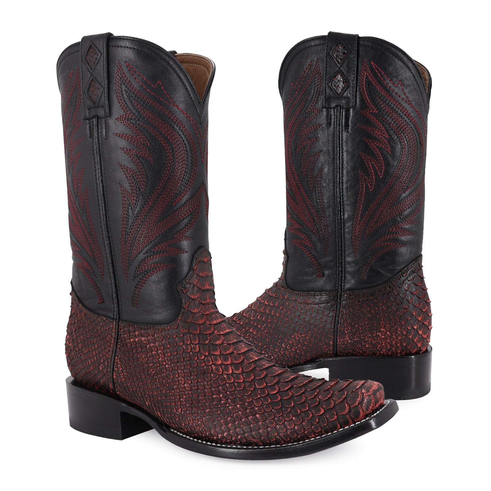 Bota Vaquera Dubai Pitón Black Cherry