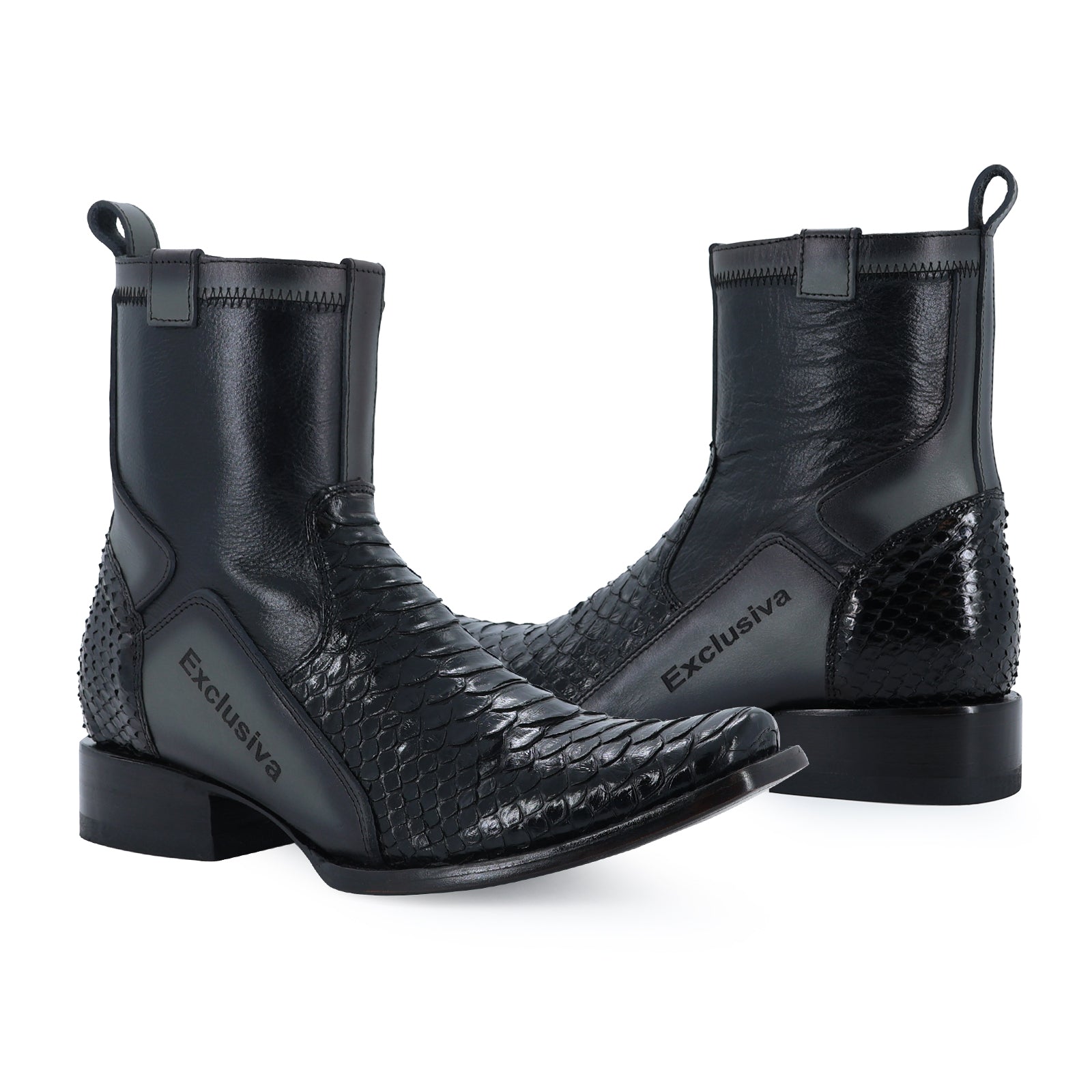 Botin Eban De Piel Piton Negro