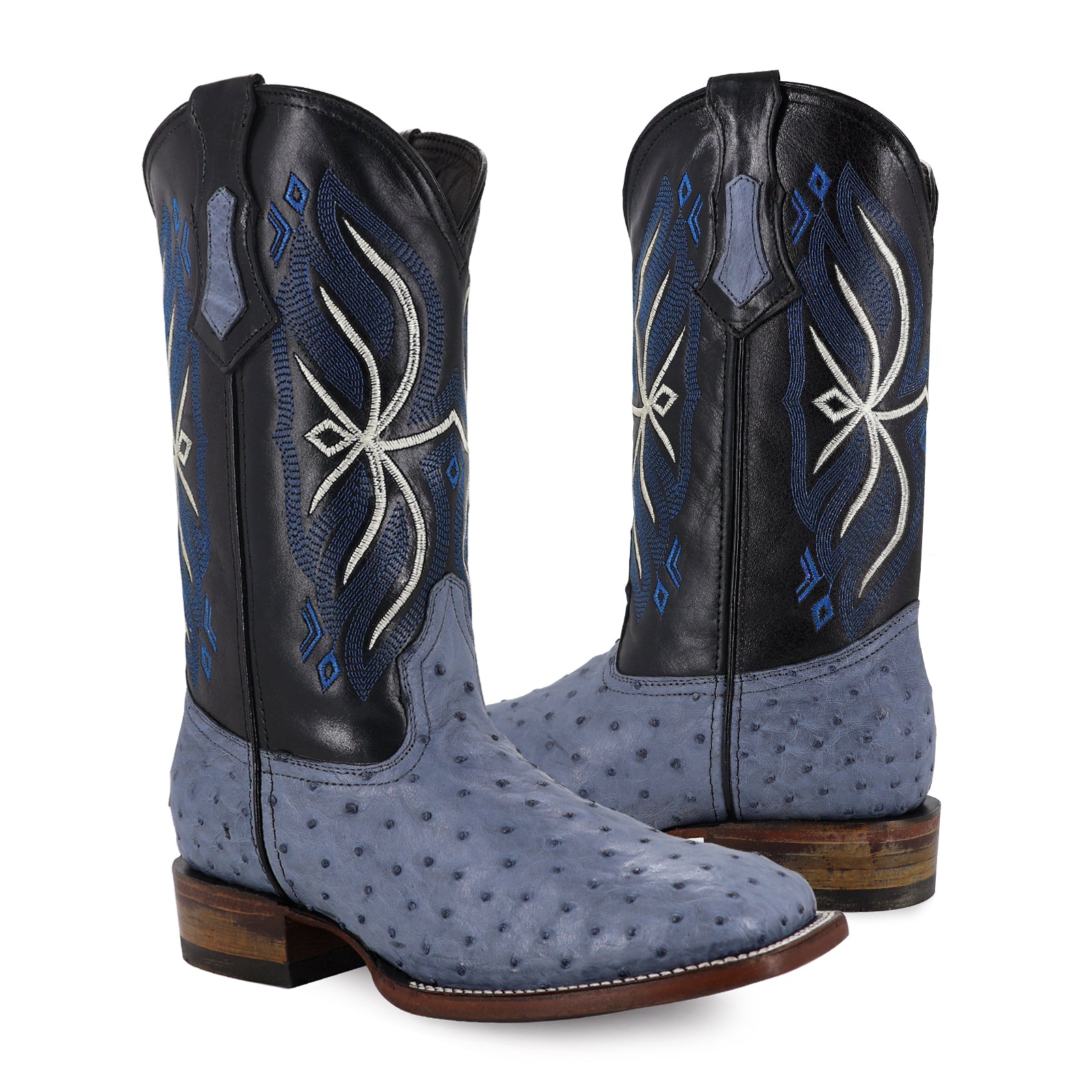 Bota Vaquera Bulldog Avestruz Azul Mezclilla