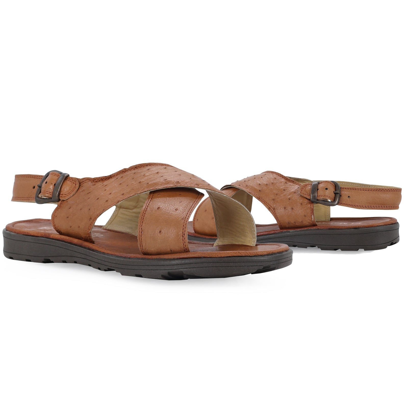 Huarache Para Hombre En Avestruz Coñac