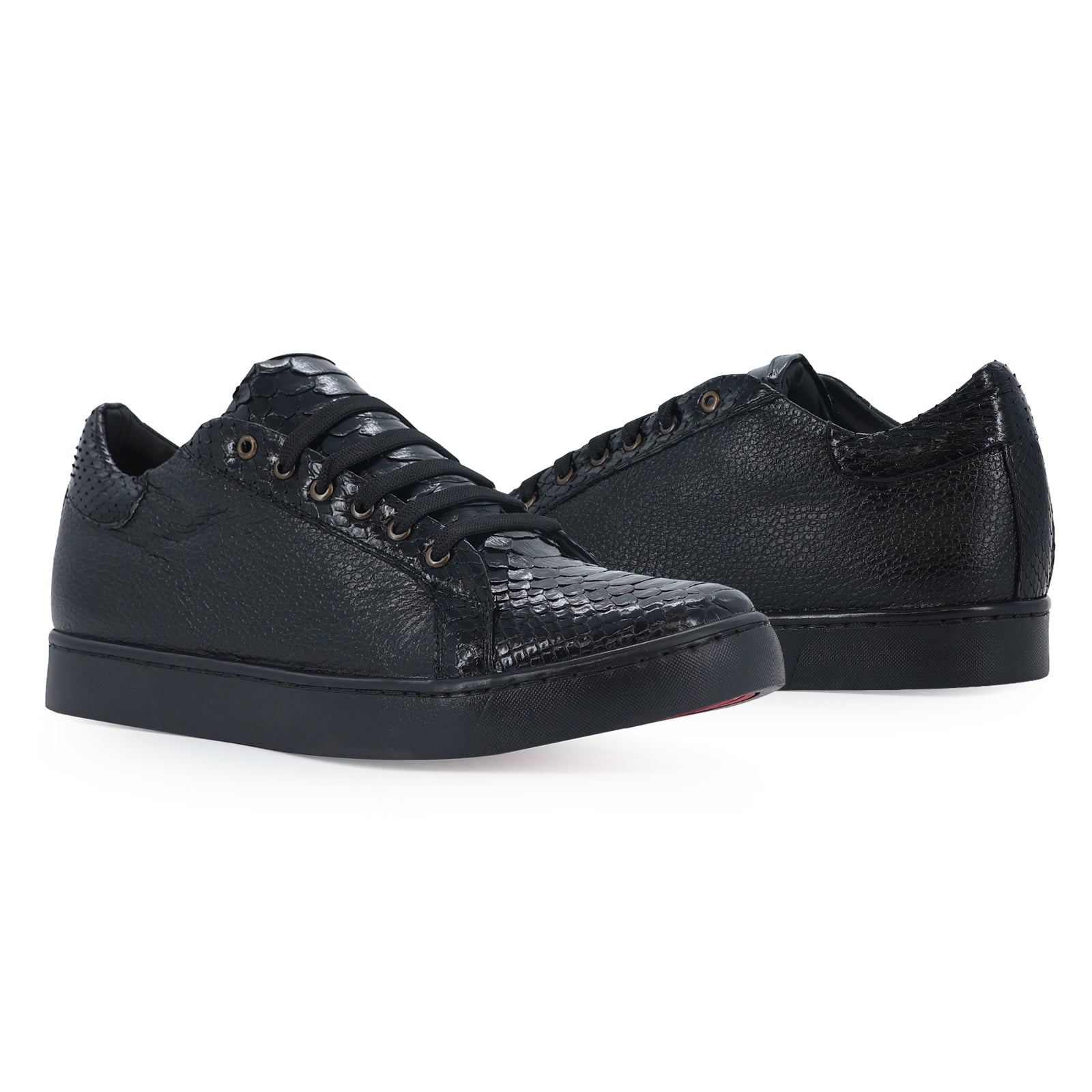 Tenis Max En Piel De Piton Negro