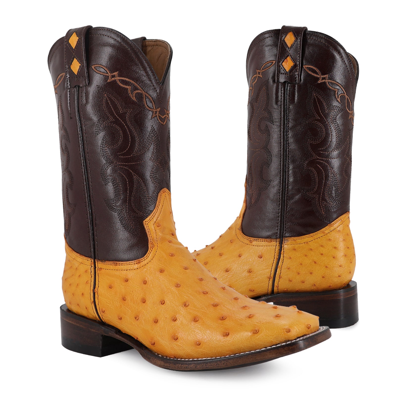 Bota Vaquera Bulldog Avestruz Mantequilla