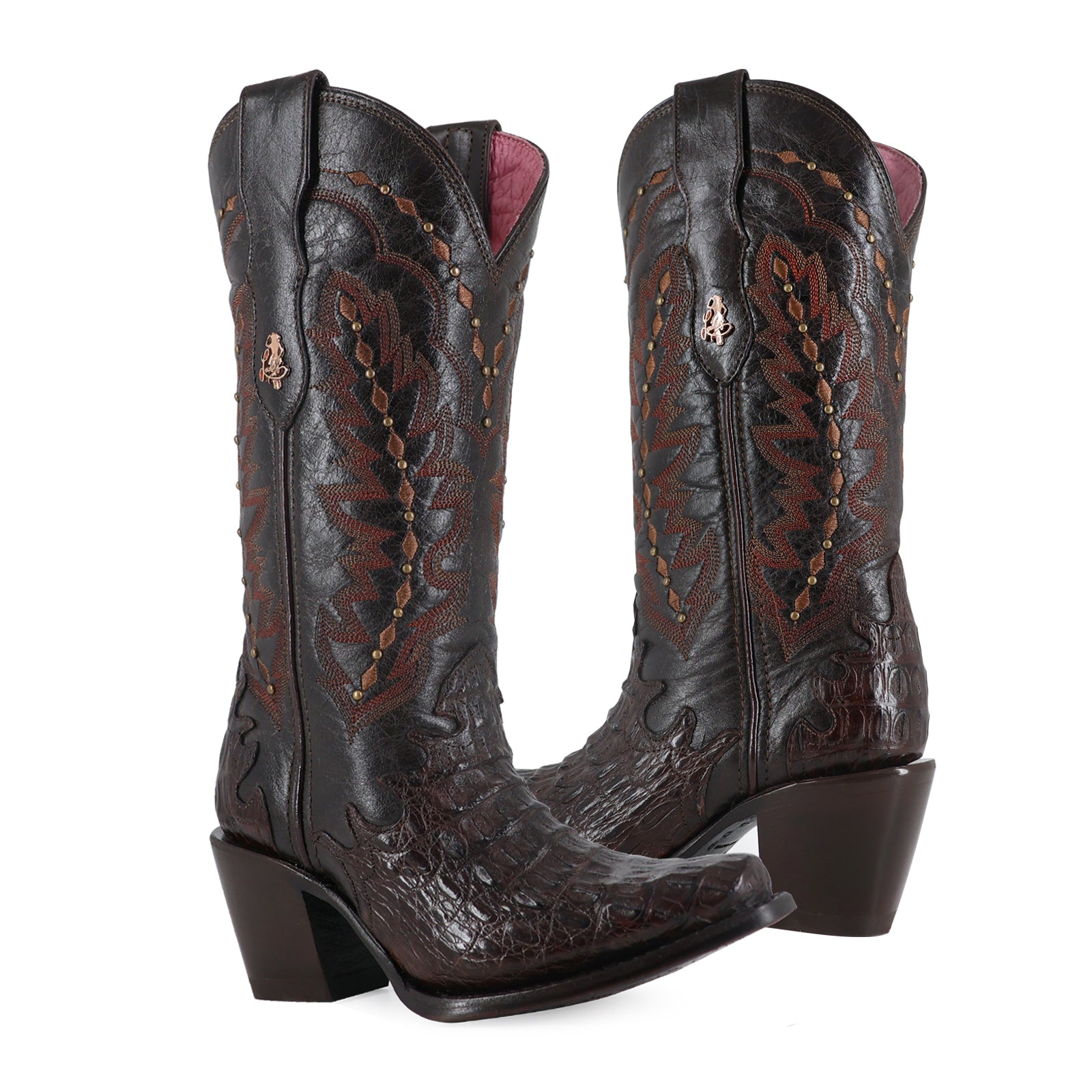 Bota vaquera para dama de piel de caiman modelo Barbie