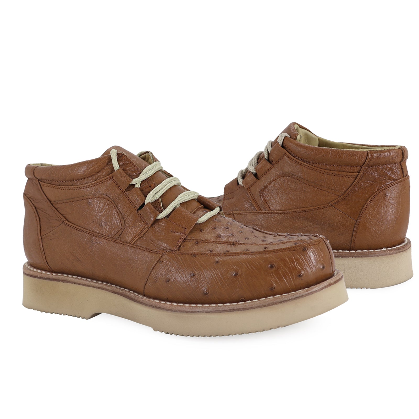 Zapato Clasico Para Hombre En Piel De Avestruz Coñac