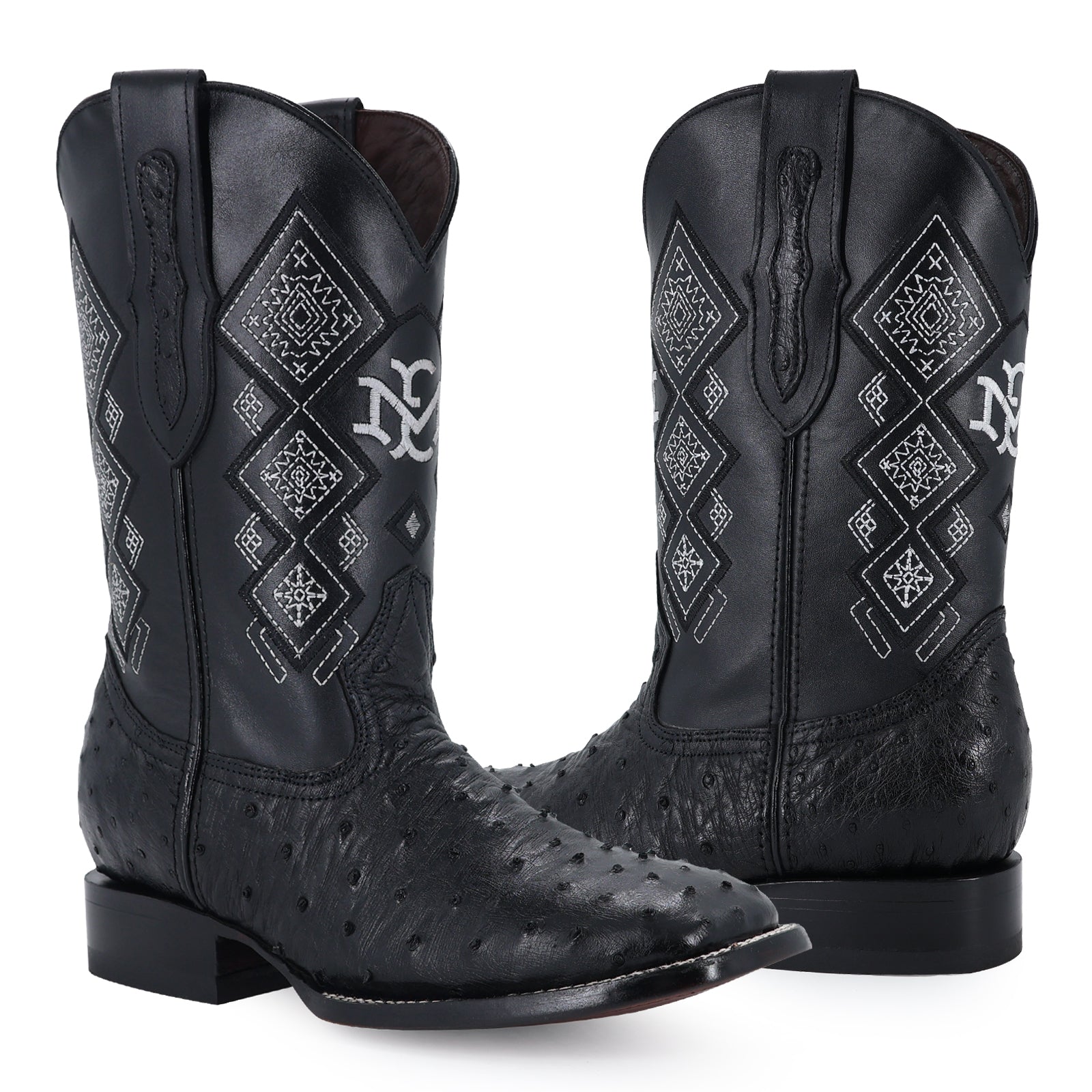 Bota Vaquera Bulldog Avestruz Negro