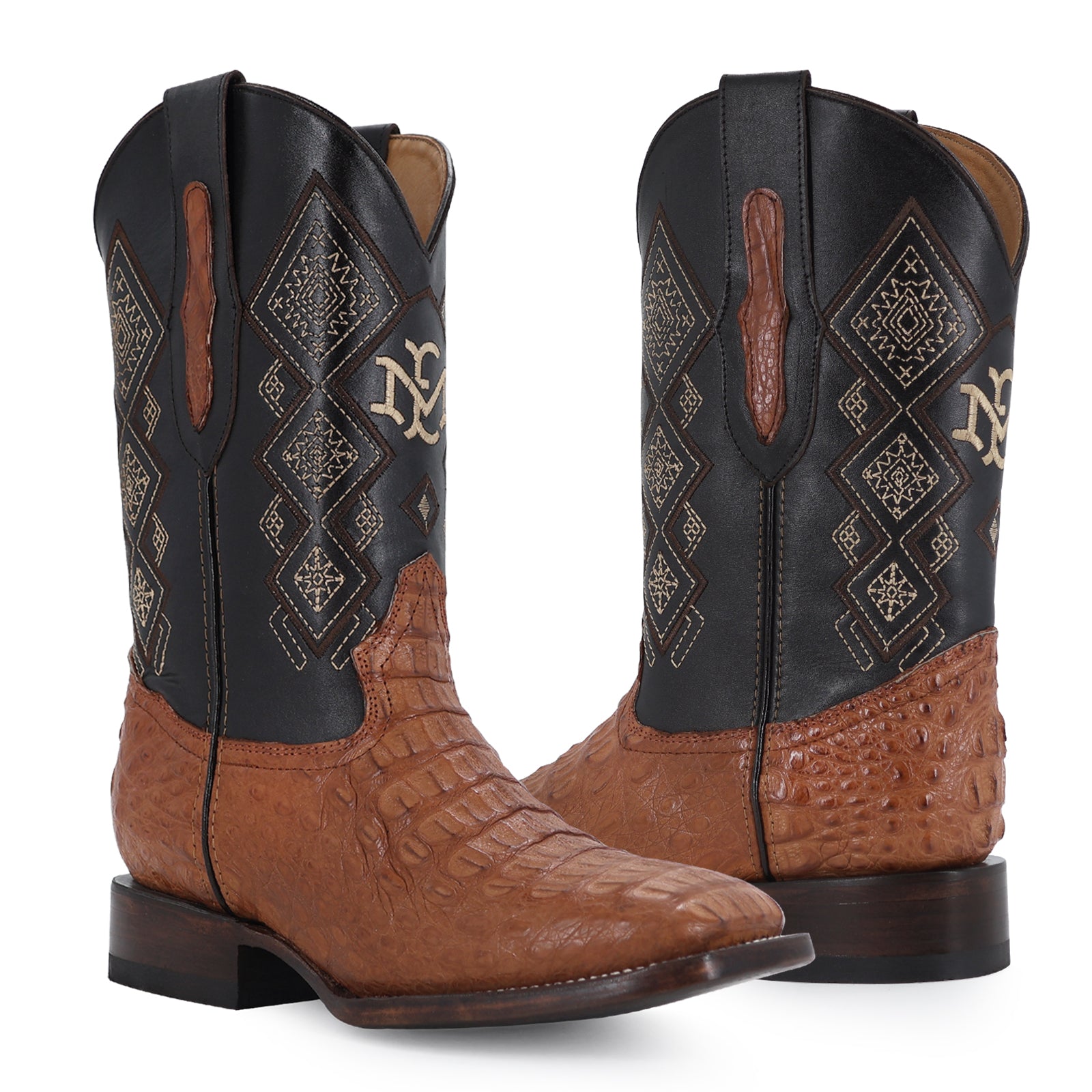 Bota Vaquera Bulldog Cocodrilo Lomo Coñac