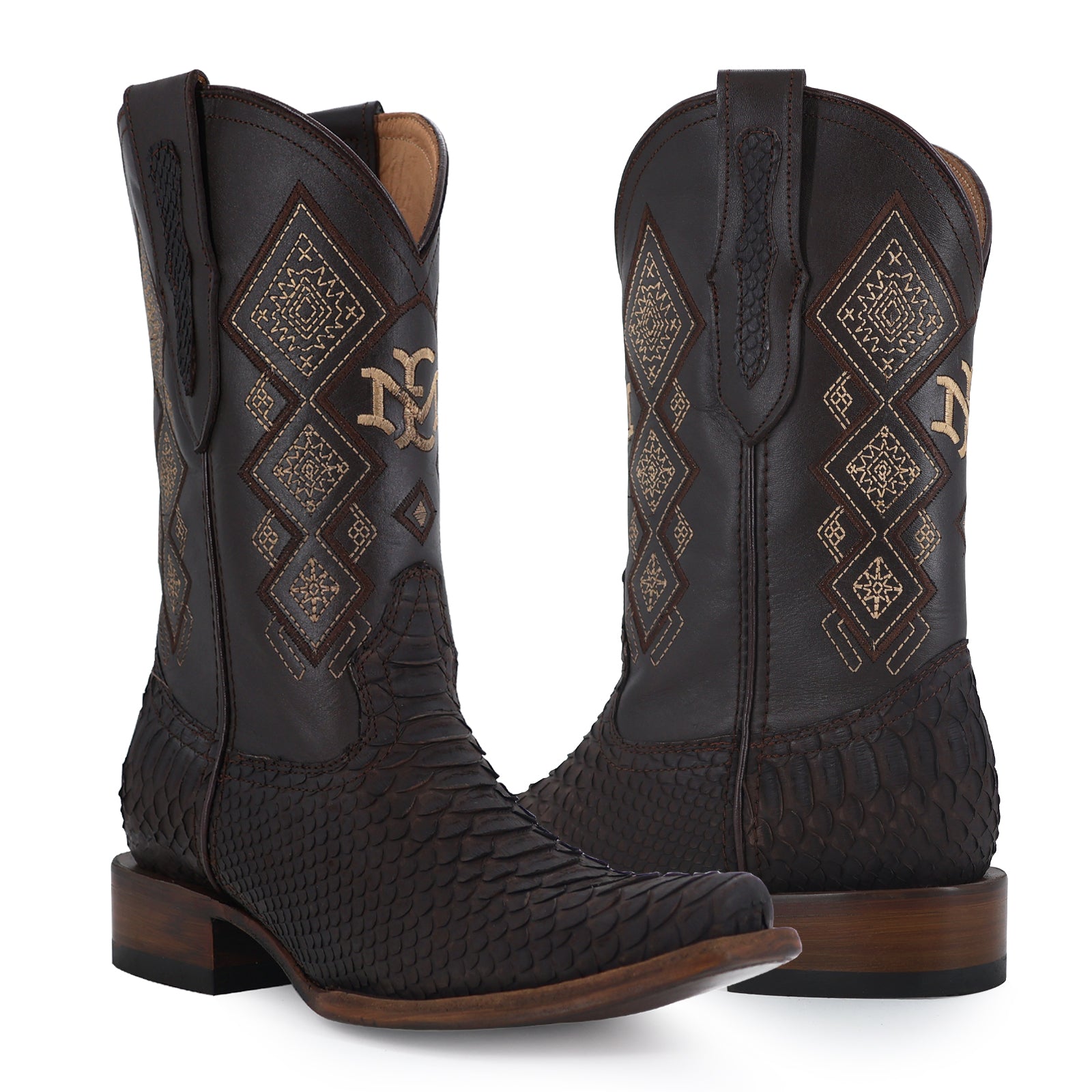 Bota Vaquera Dubái Pitón Nobuck Cafe