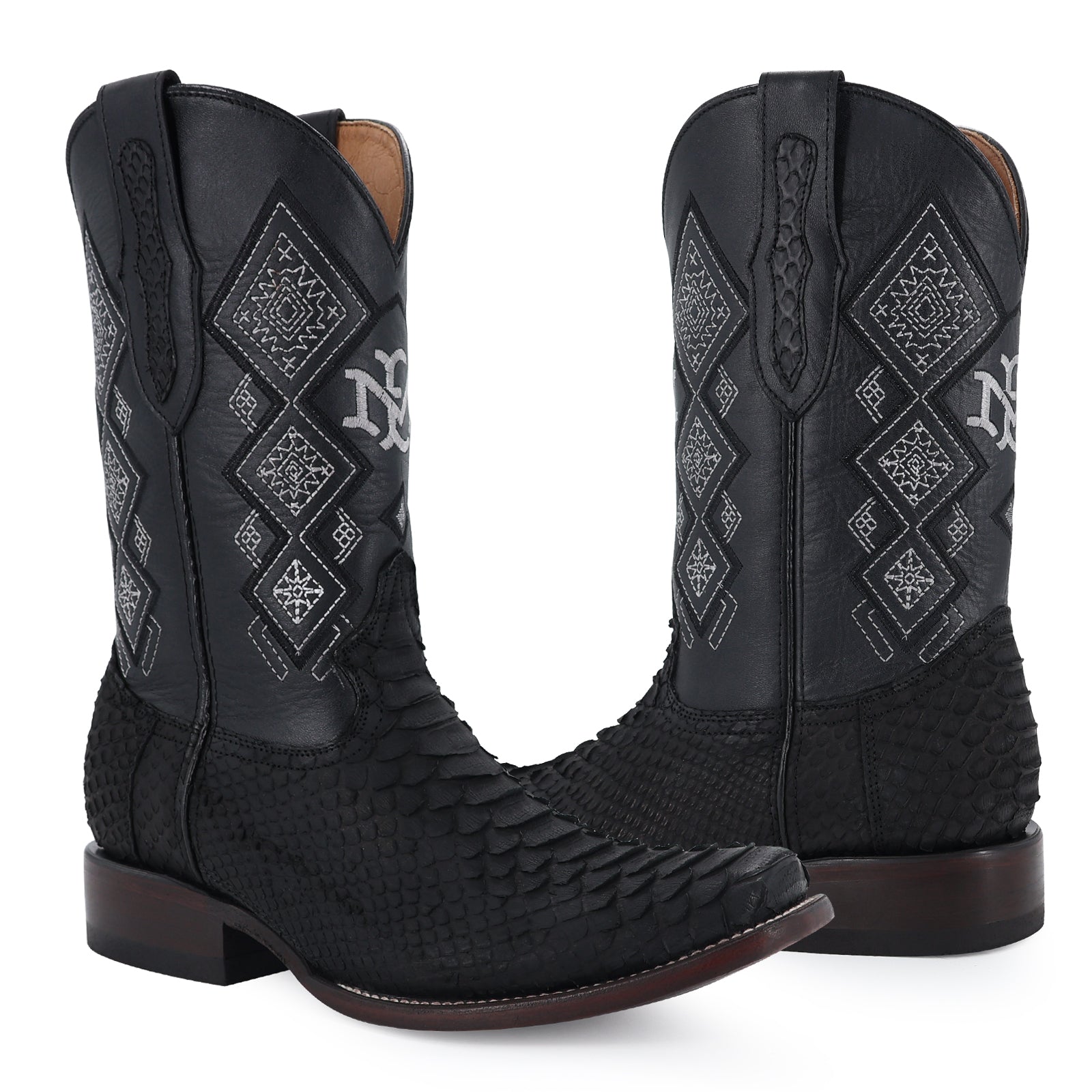 Bota Vaquera Dubái Pitón Nobuck Negro