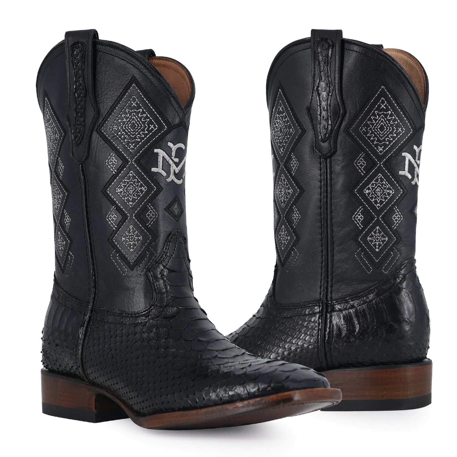 Bota Vaquera Bulldog Pitón Negro