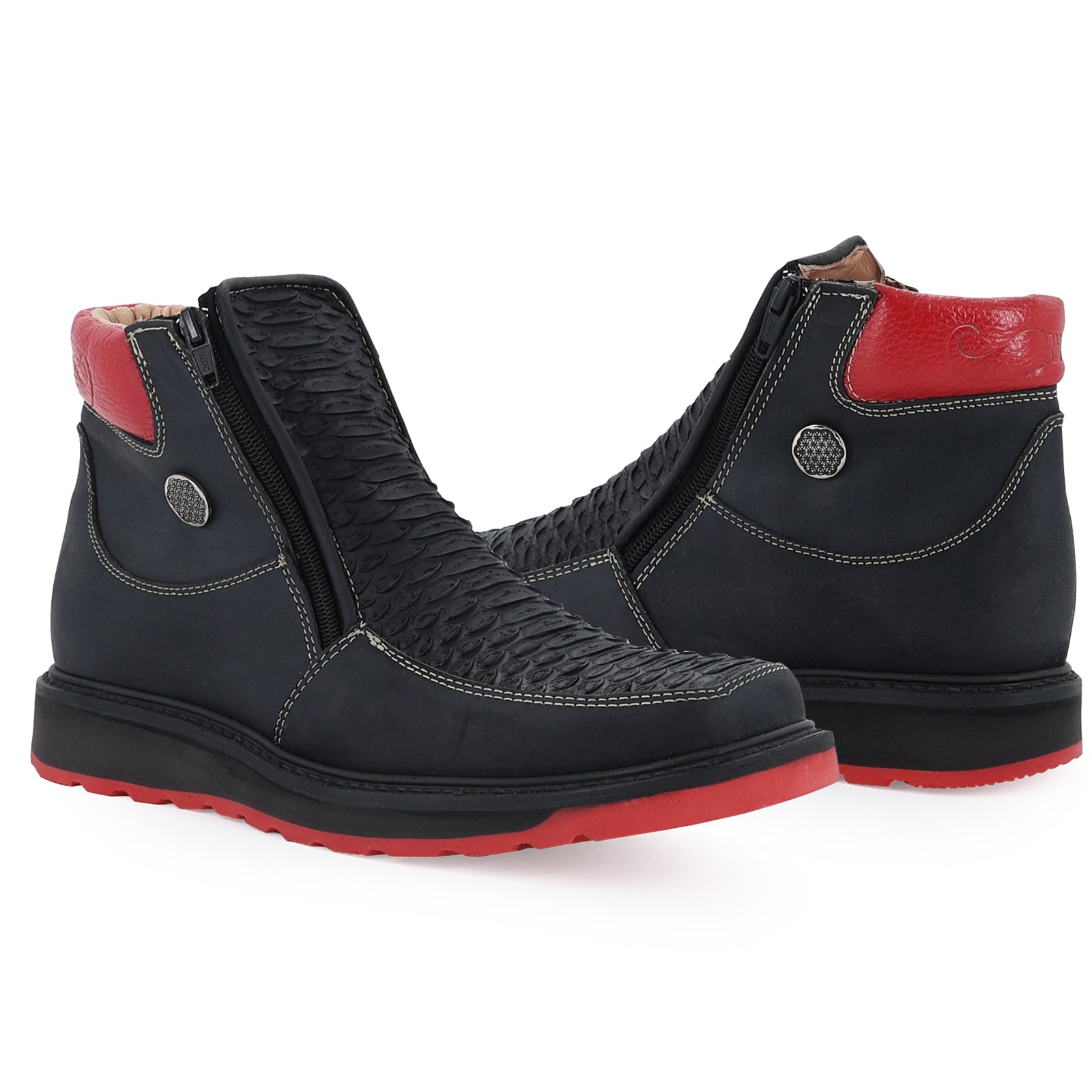 Botin Macho En Piel De Piton Suela Roja