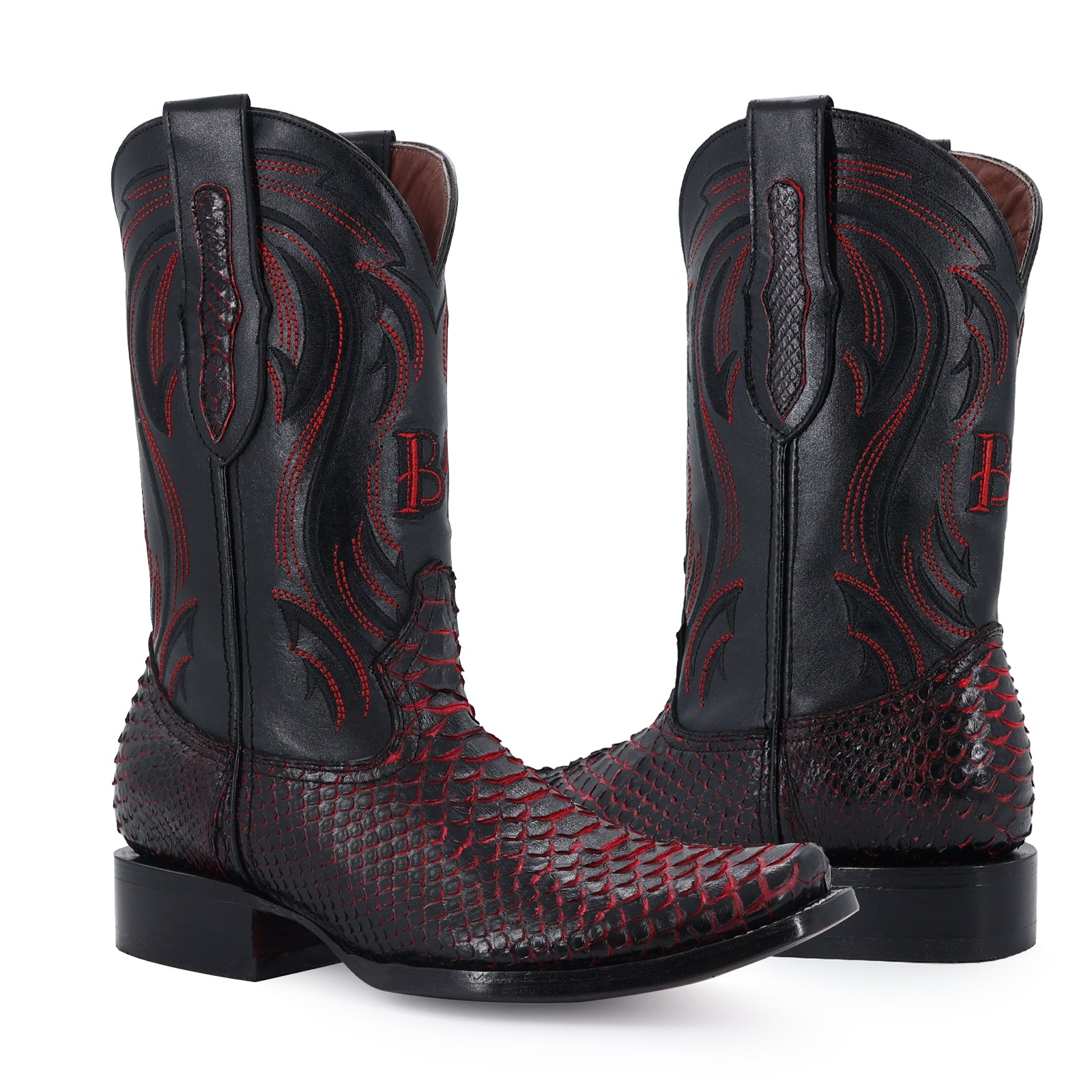 Bota Vaquera Dubai Piton Negro Cereza