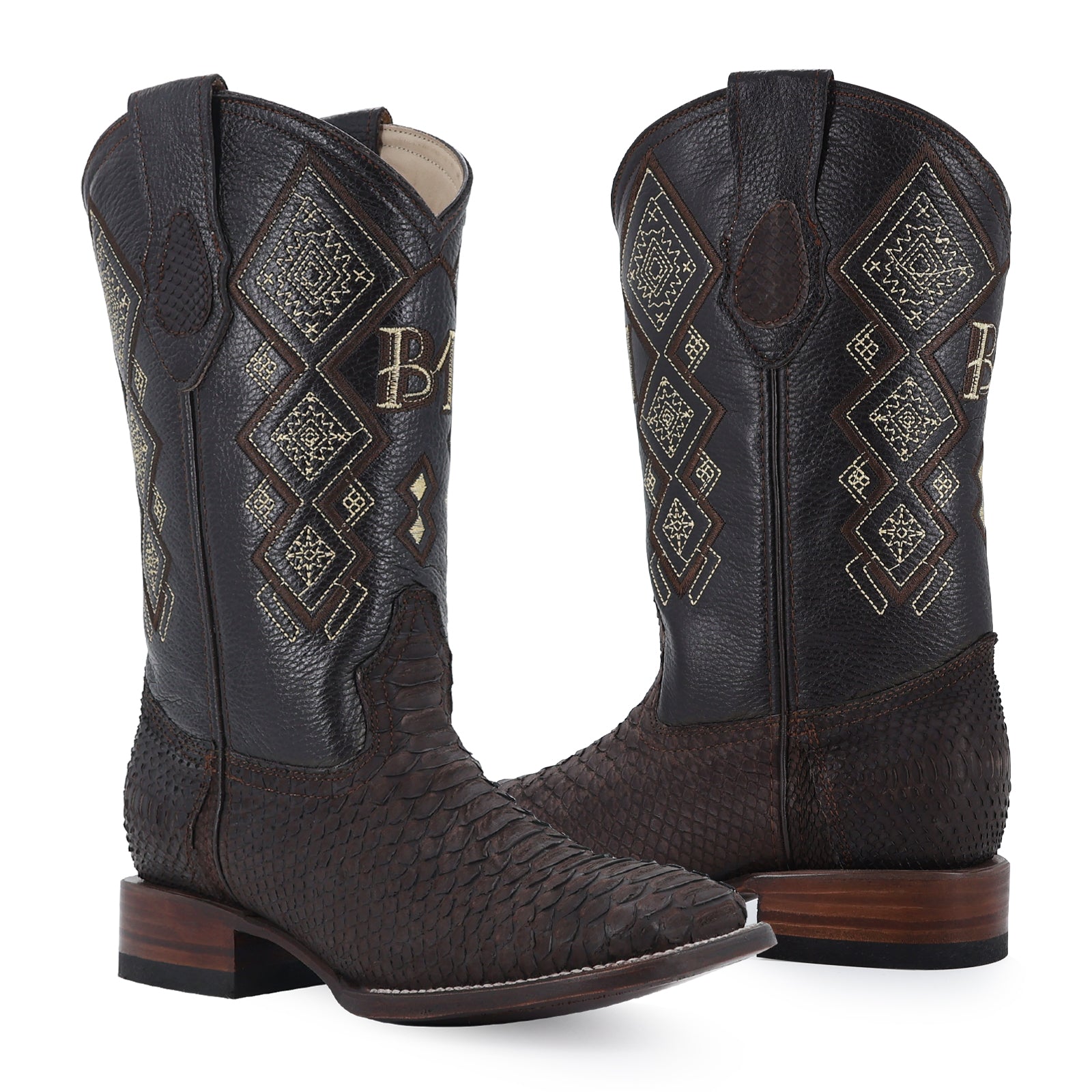 Bota Vaquera Bulldog Pitón Nobuck Cafe