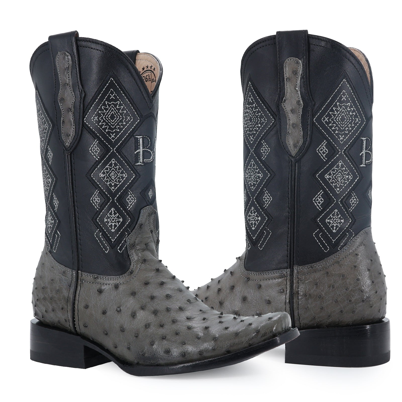 Bota Vaquera Dubai Avestruz Gris