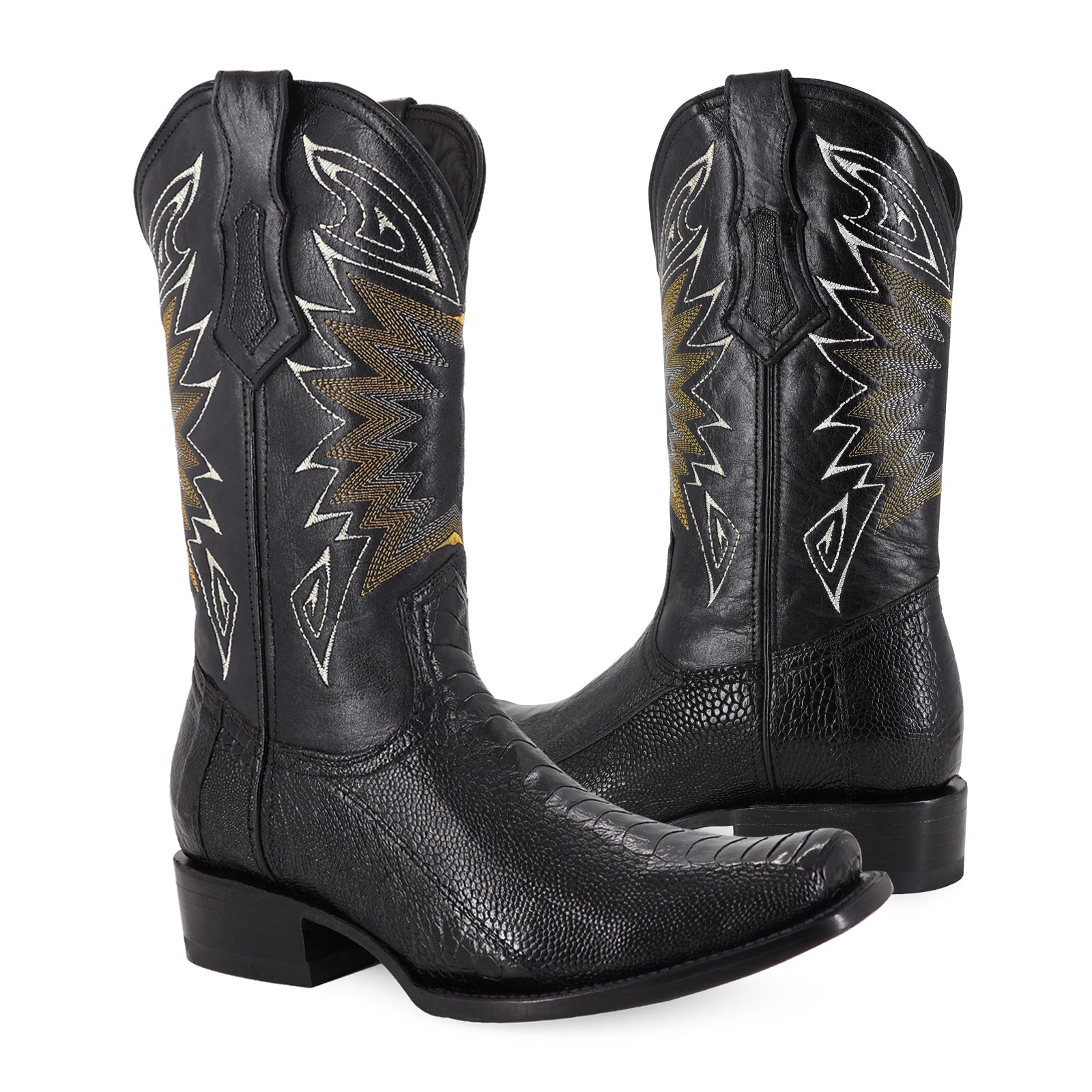 Bota Vaquera Dubai Pata de Avestruz Negro