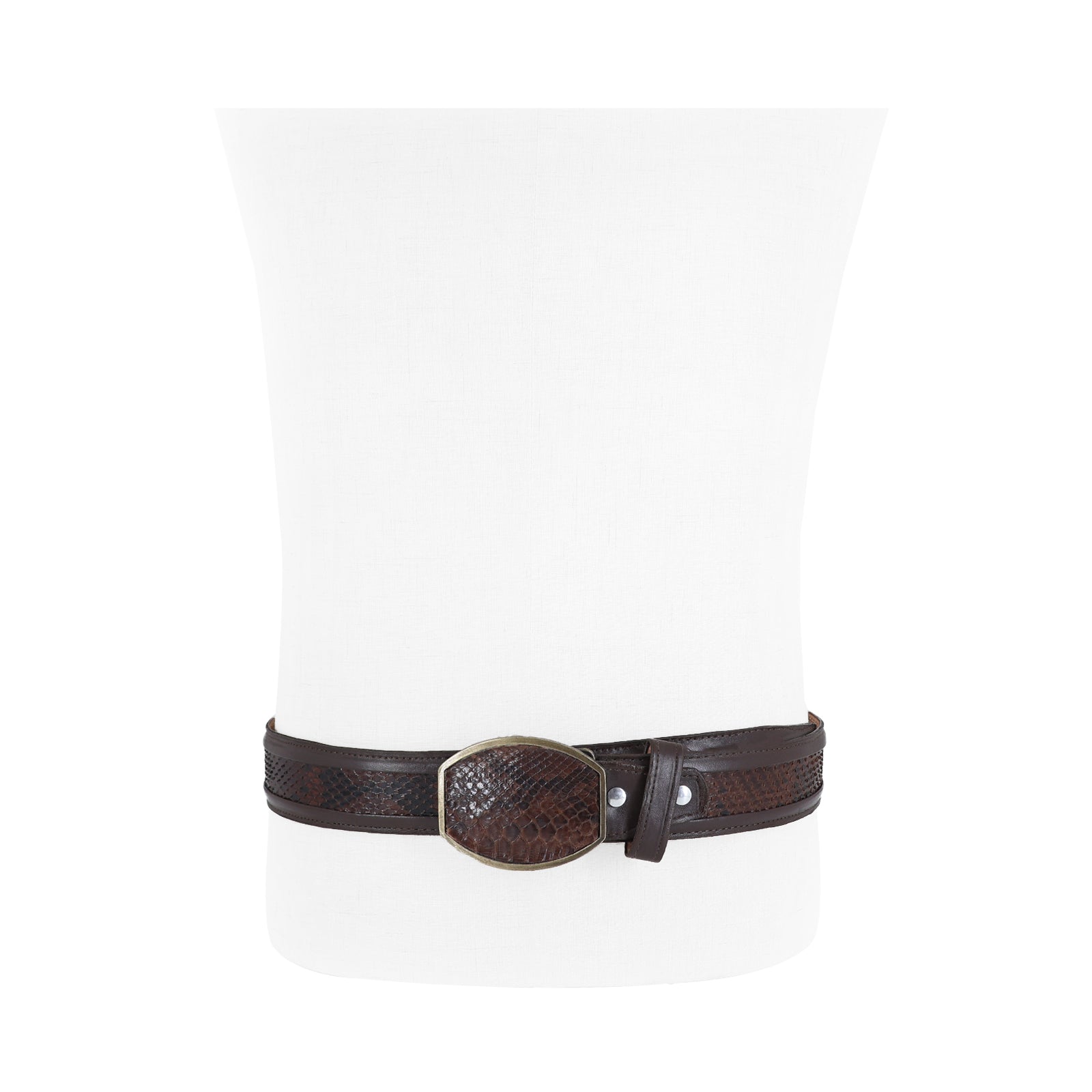 Cinturon Hebilla Cua Para Hombre En Piel De Piton