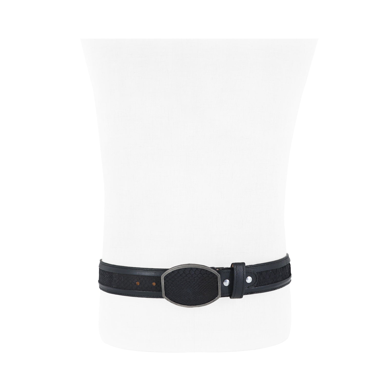 Cinturon Hebilla Cua Para Hombre En Piel De Piton nobuck