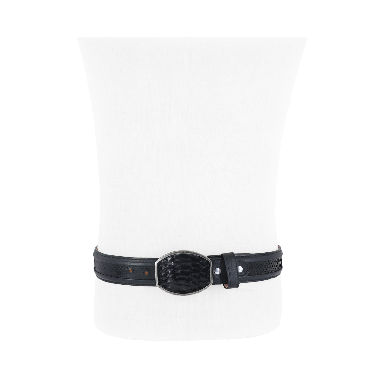 Cinturon Hebilla Cua Para Hombre En Piel De Piton