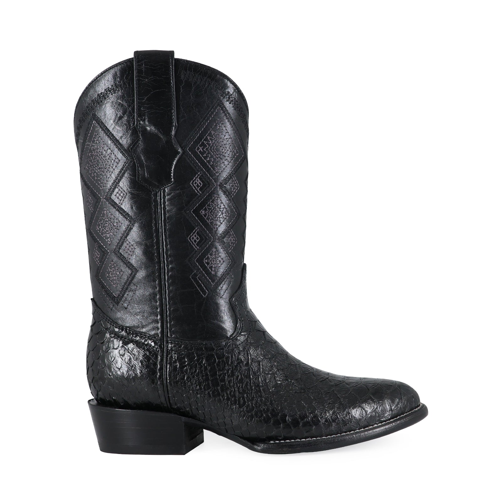 Bota Vaquera Oval Pitón Negro