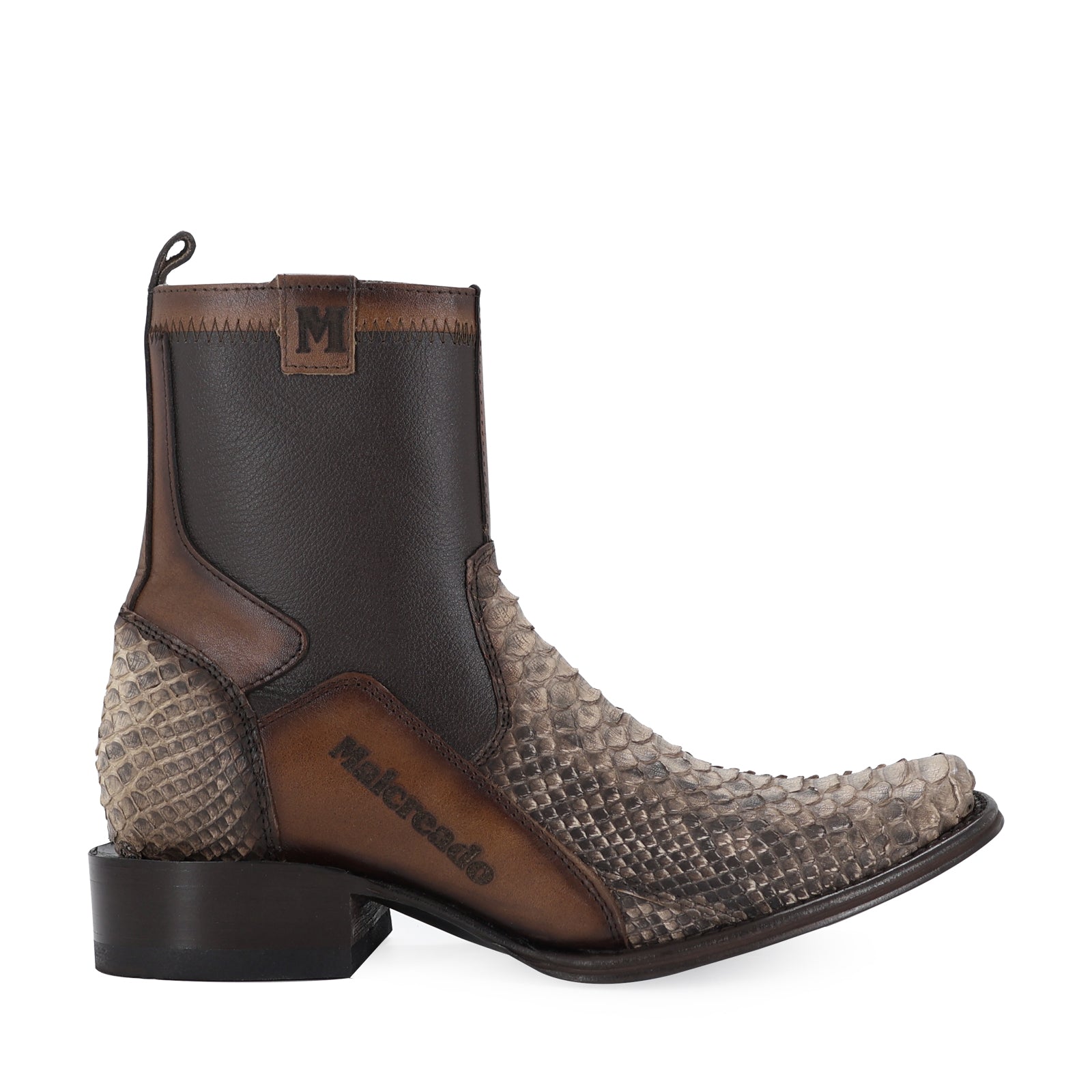 Botin Eban De Piel Piton Taupe