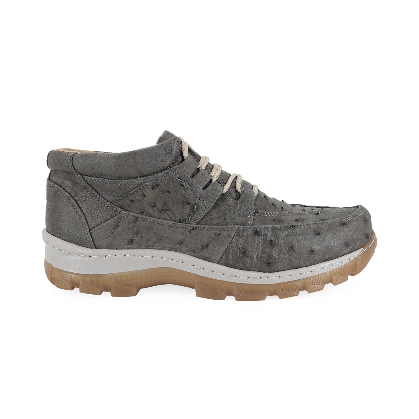 Zapato Perry Para Hombre En Piel De Avestruz Gris