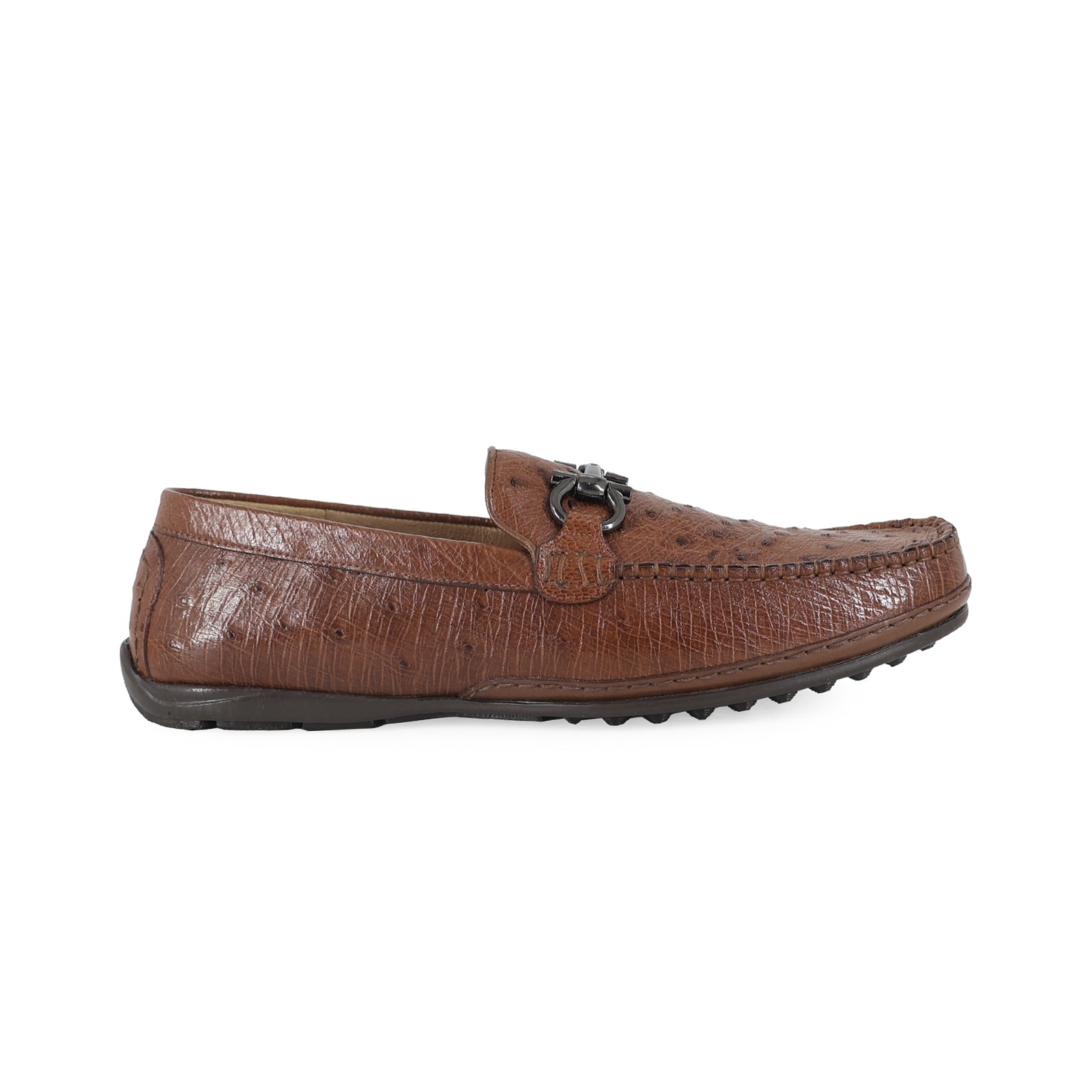 Zapato Glamour Para Hombre En Piel Avestruz Coñac