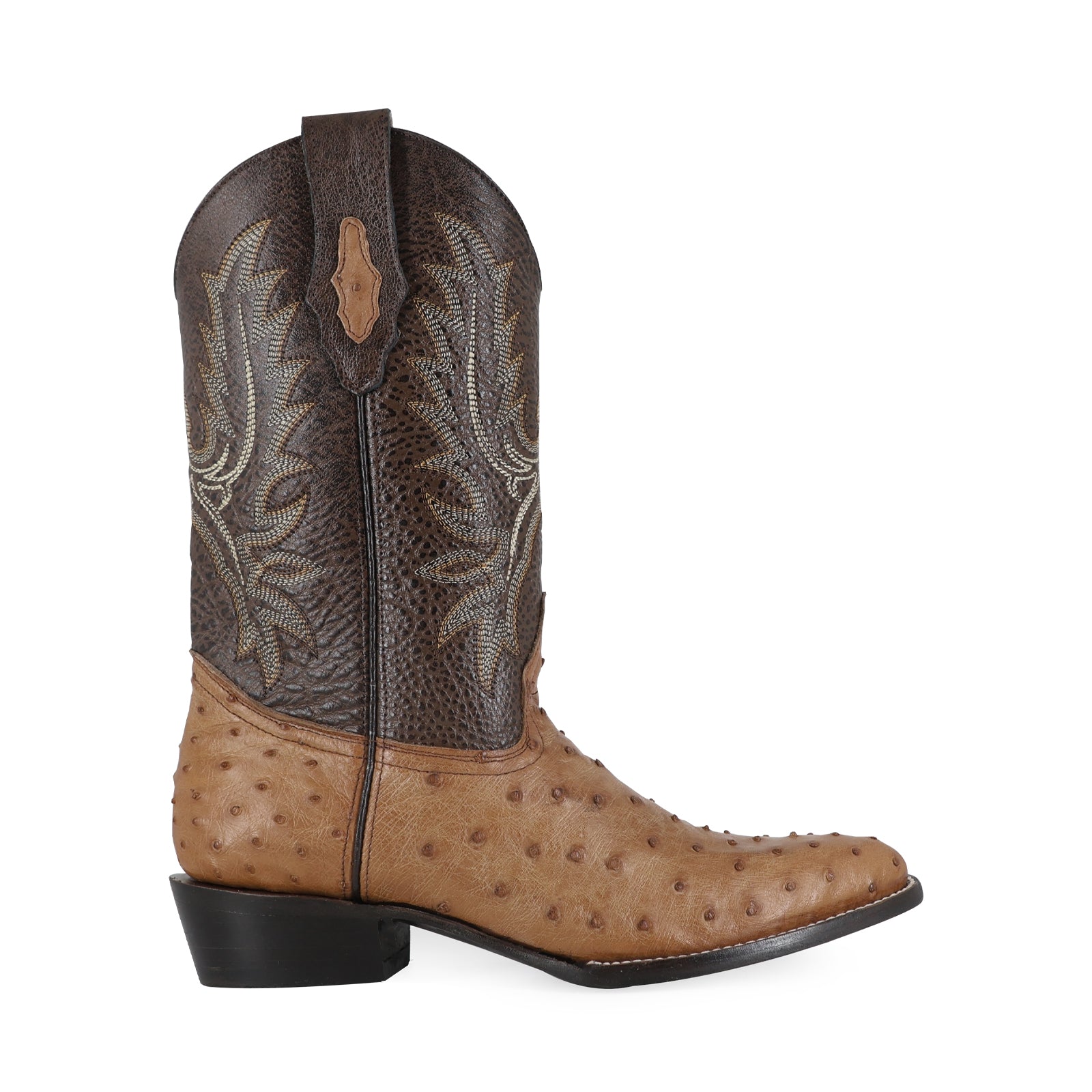 Bota Vaquera Oval Avestruz Coñac