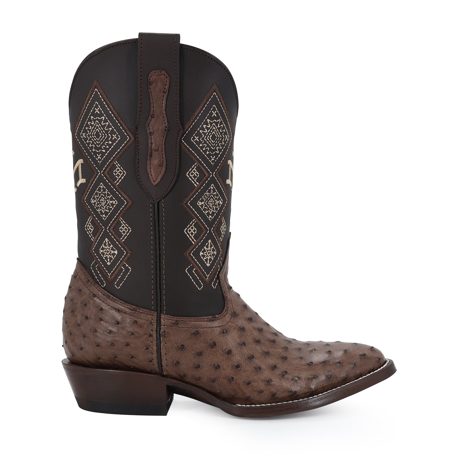 Bota Vaquera Oval Avestruz Cafe