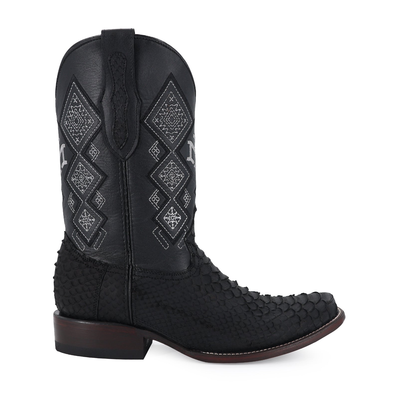 Bota Vaquera Dubái Pitón Nobuck Negro