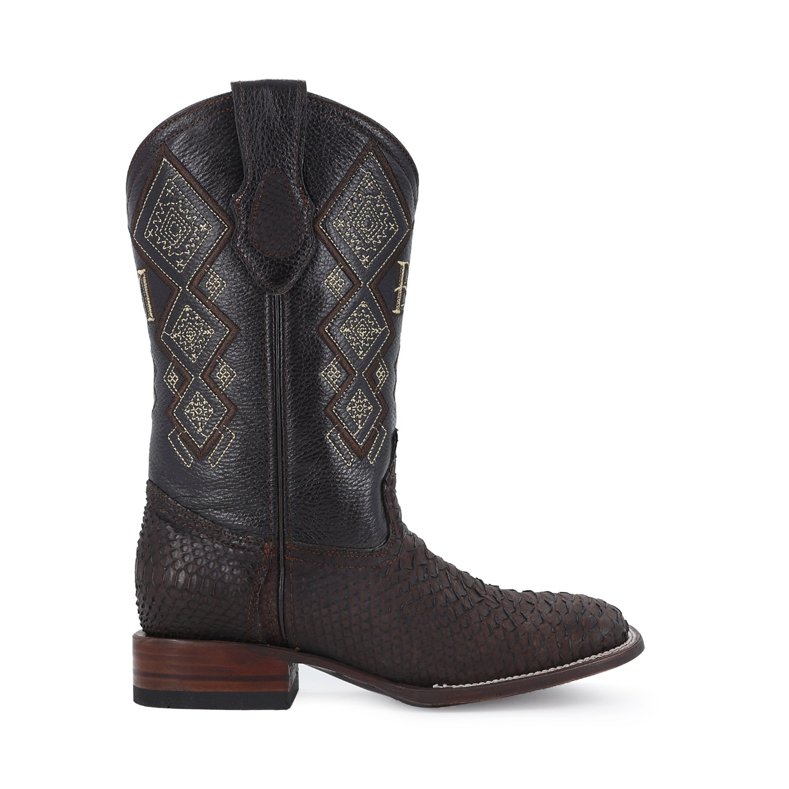 Bota Vaquera Bulldog Pitón Nobuck Cafe