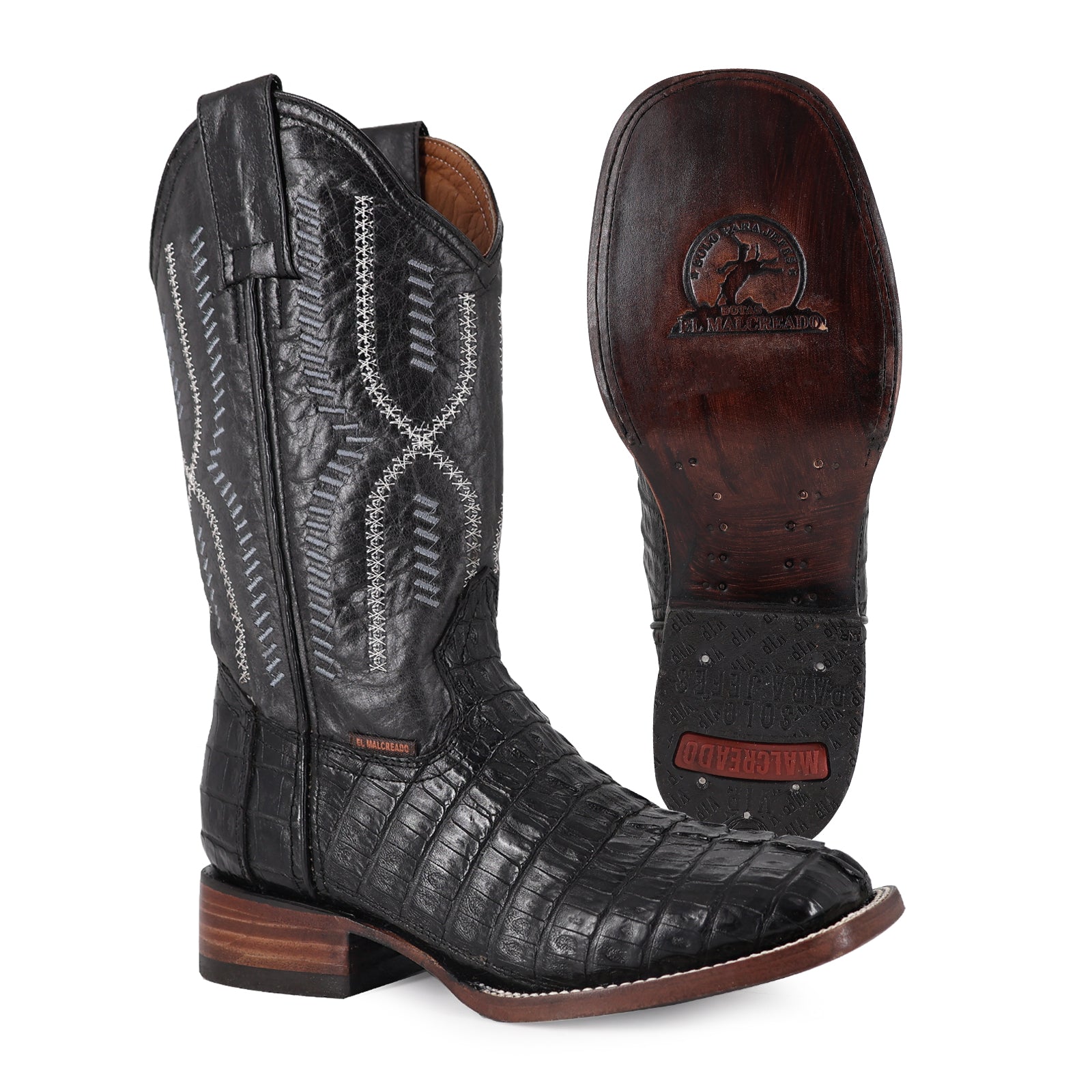 Bota Vaquera Bulldog Cocodrilo Cola Negro